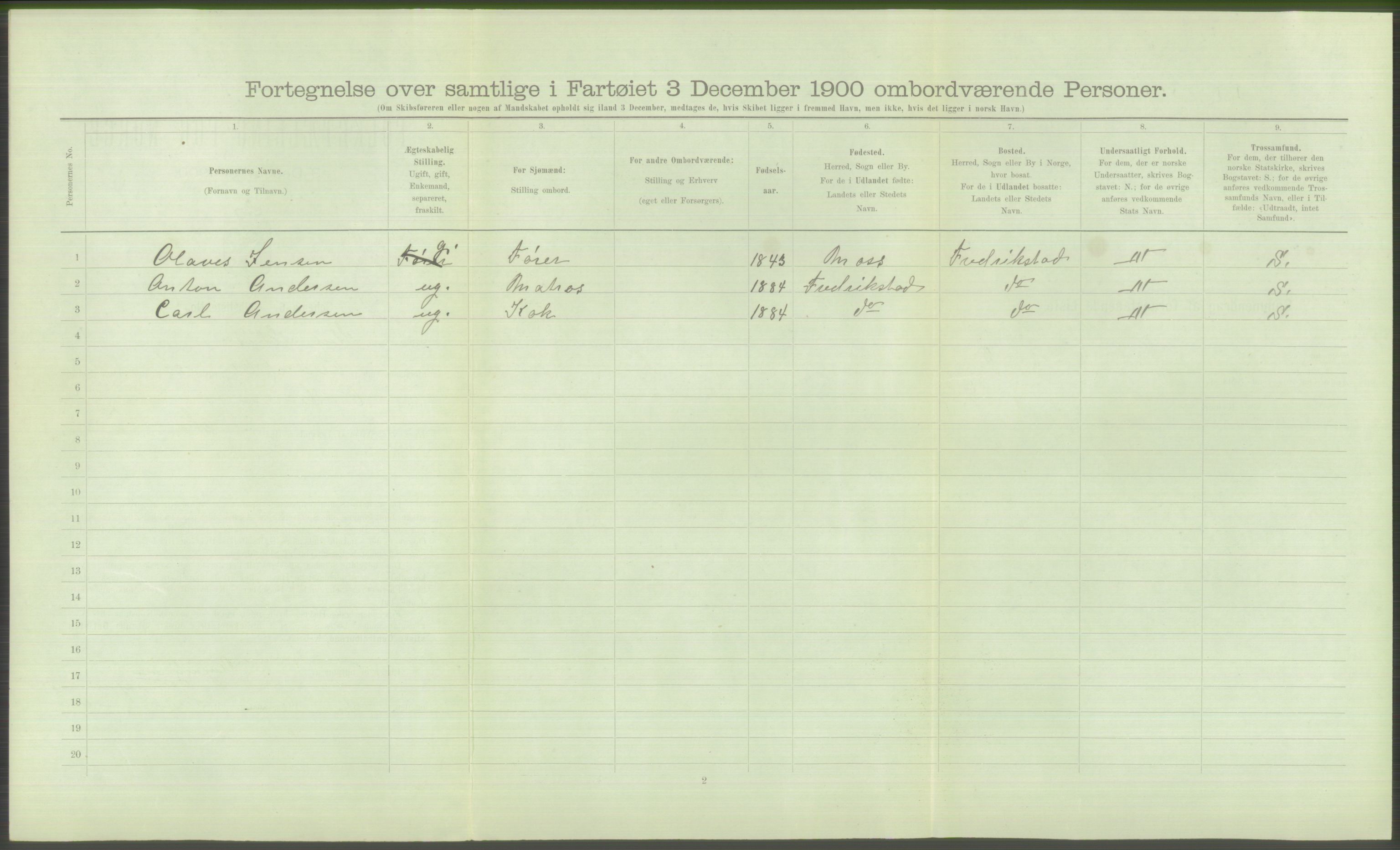 RA, 1900 Census - ship lists from ships in Norwegian harbours, harbours abroad and at sea, 1900, p. 774