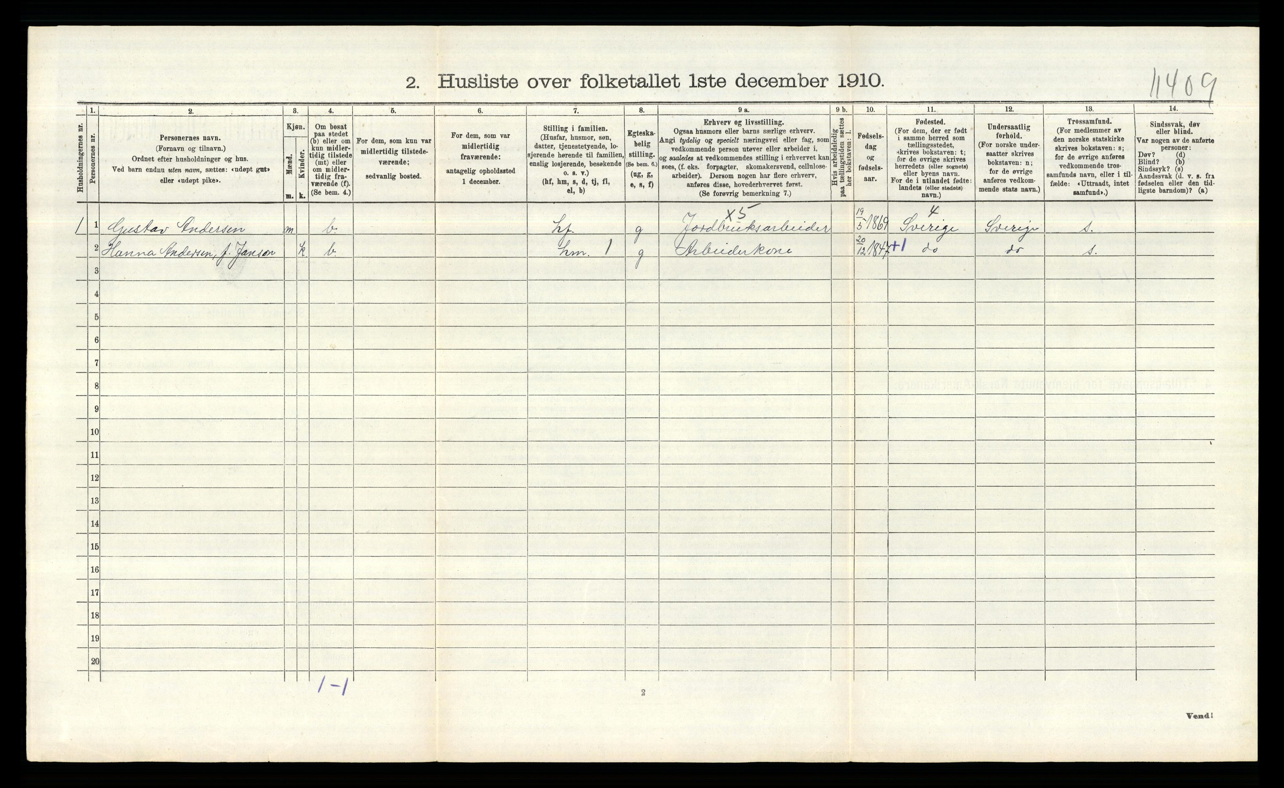 RA, 1910 census for Aremark, 1910, p. 306