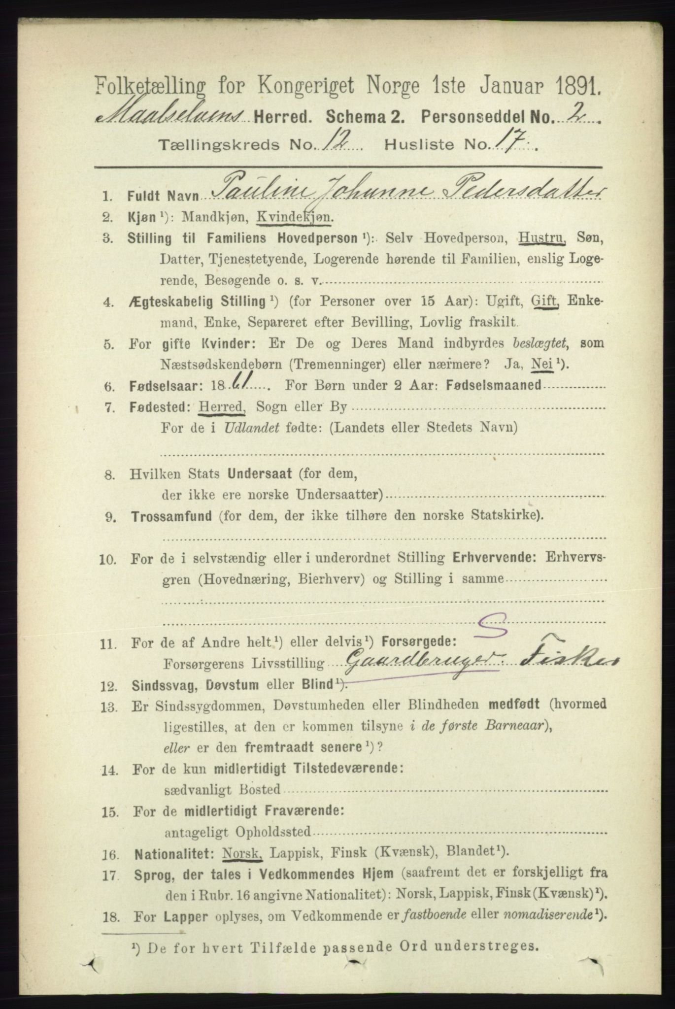 RA, 1891 census for 1924 Målselv, 1891, p. 3902