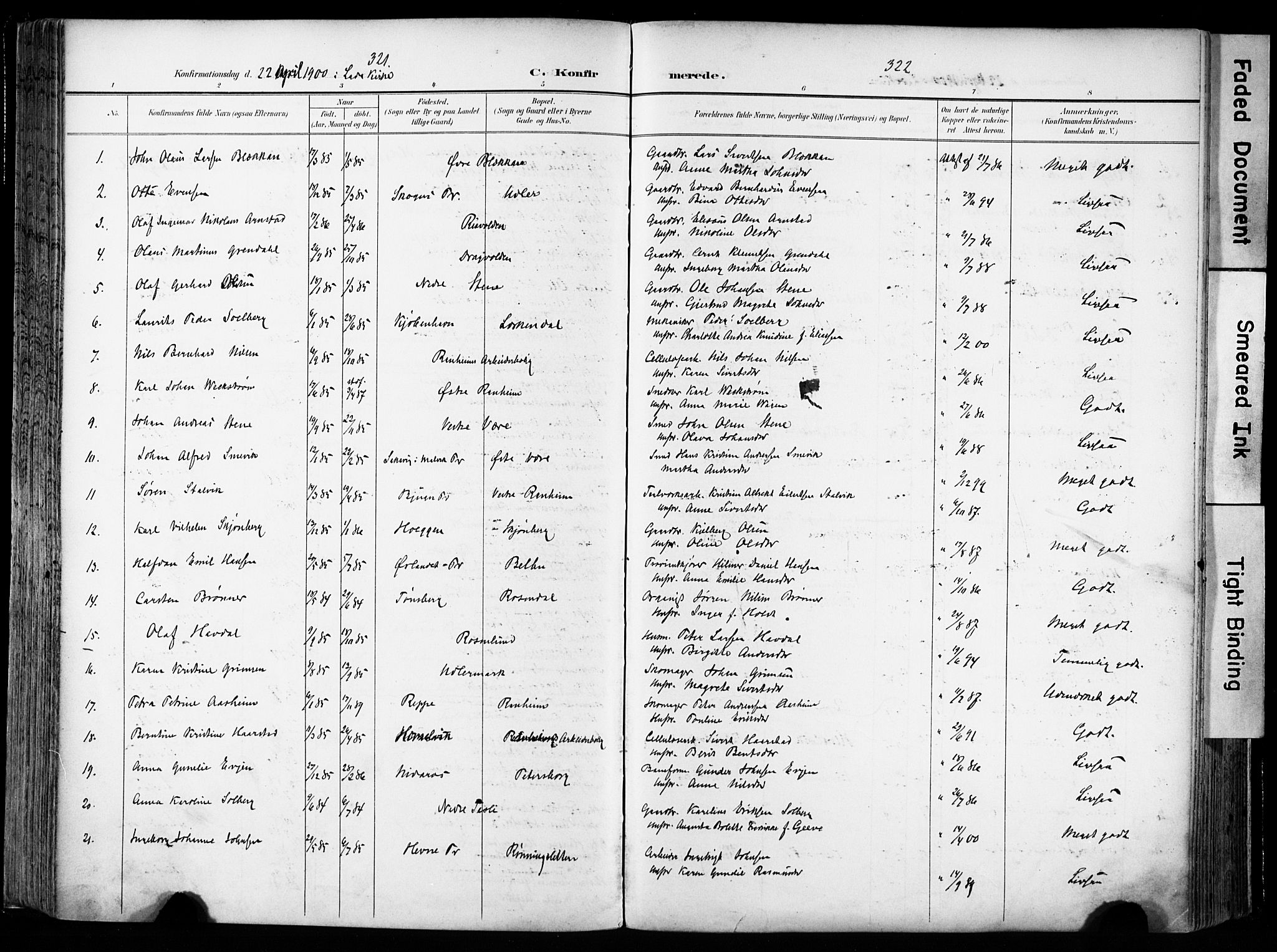 Ministerialprotokoller, klokkerbøker og fødselsregistre - Sør-Trøndelag, SAT/A-1456/606/L0301: Parish register (official) no. 606A16, 1894-1907, p. 321-322