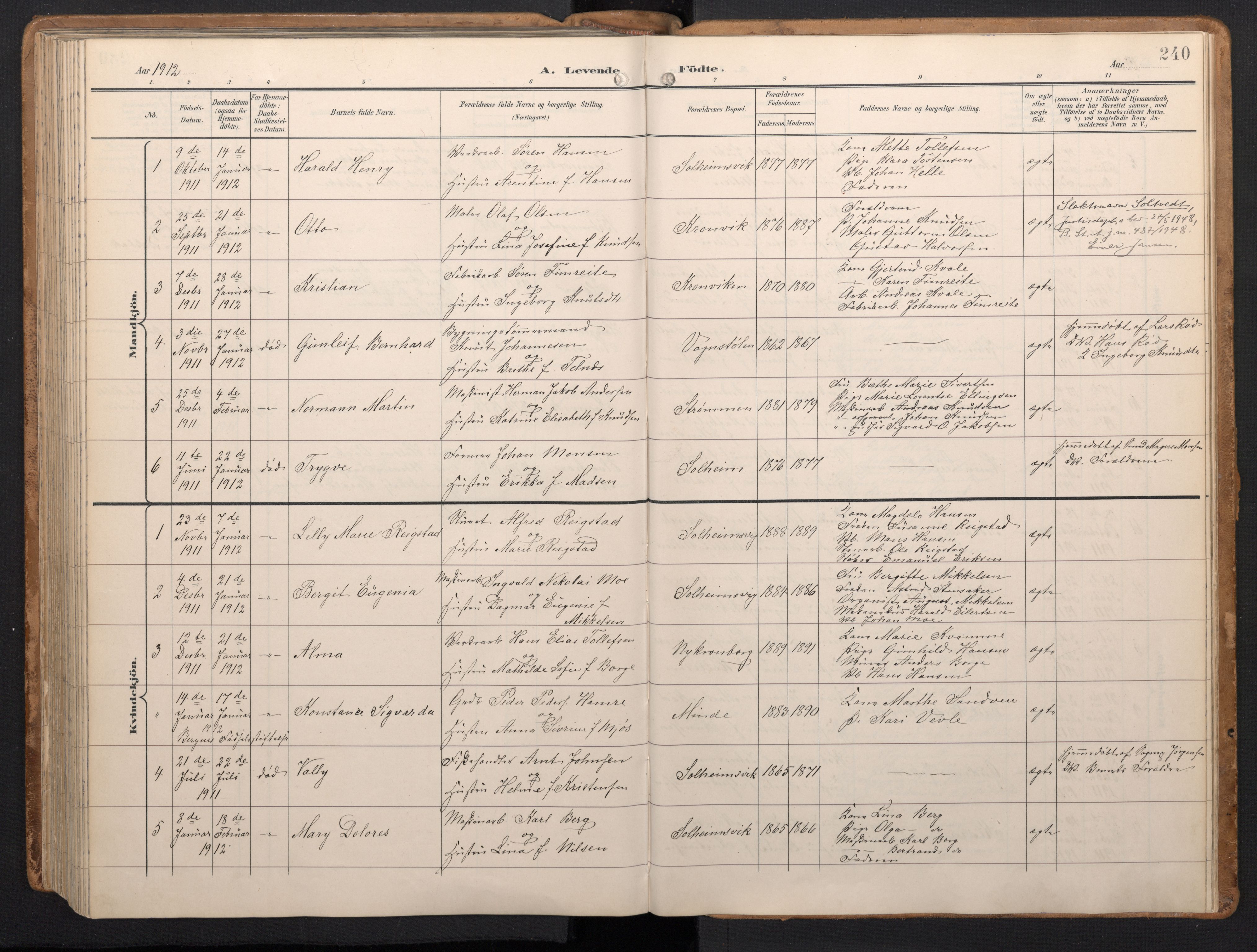 Årstad Sokneprestembete, AV/SAB-A-79301/H/Hab/L0002: Parish register (copy) no. A 2, 1896-1912, p. 239b-240a