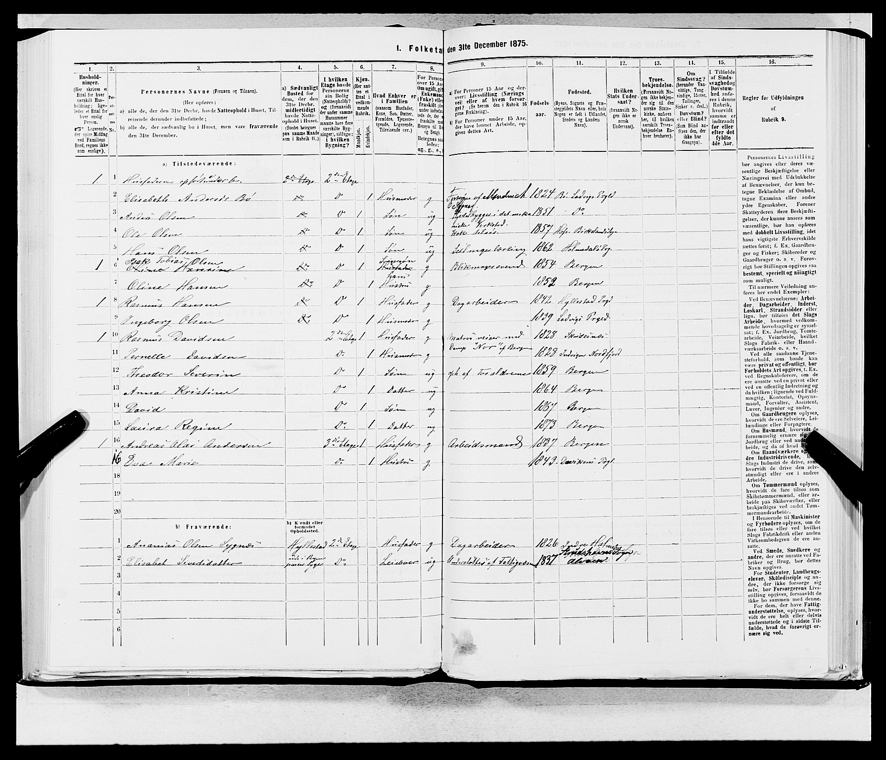 SAB, 1875 census for 1301 Bergen, 1875, p. 208