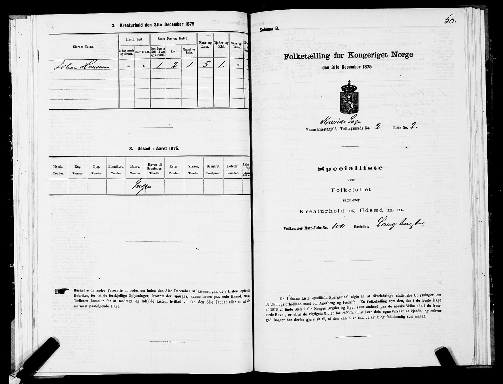 SATØ, 1875 census for 2018P Måsøy, 1875, p. 2050