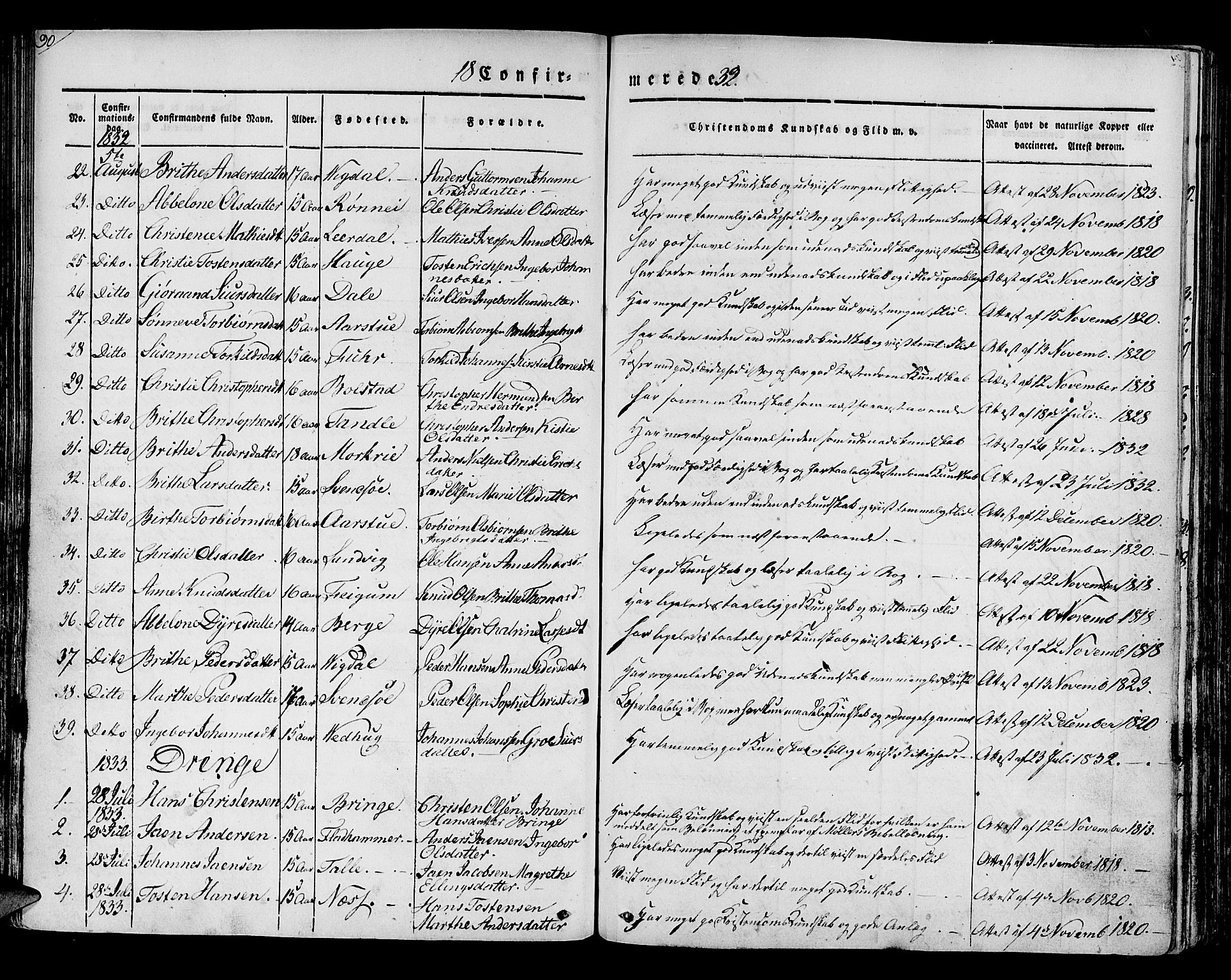 Luster sokneprestembete, SAB/A-81101/H/Haa/Haaa/L0005: Parish register (official) no. A 5, 1831-1841, p. 90