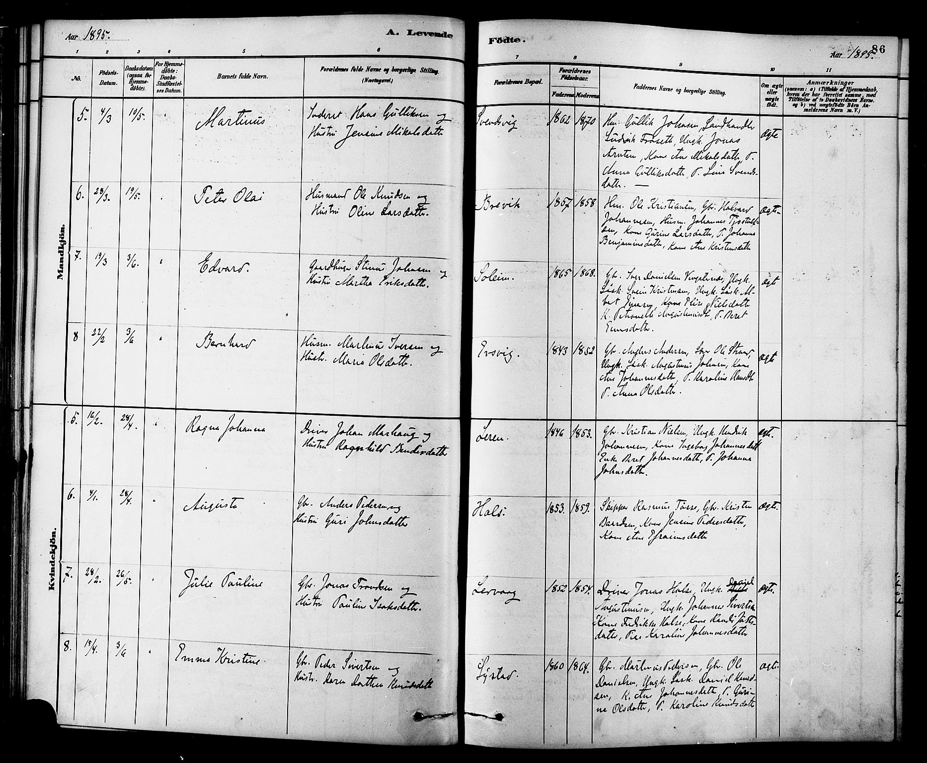 Ministerialprotokoller, klokkerbøker og fødselsregistre - Møre og Romsdal, AV/SAT-A-1454/577/L0896: Parish register (official) no. 577A03, 1880-1898, p. 86