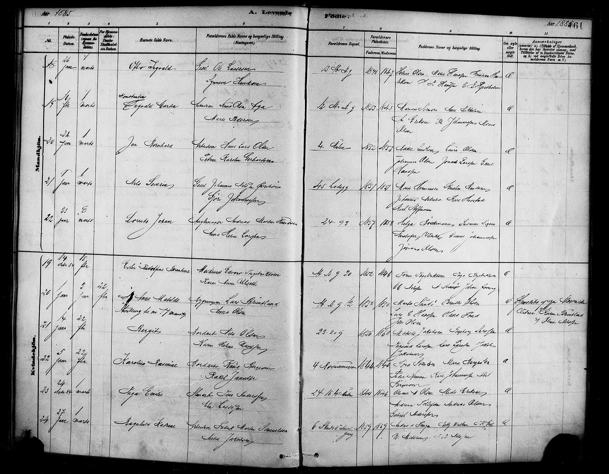 Sandviken Sokneprestembete, AV/SAB-A-77601/H/Ha/L0004: Parish register (official) no. B 1, 1878-1891, p. 161