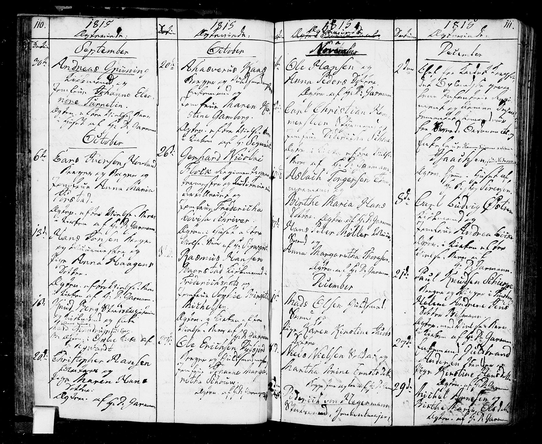 Oslo domkirke Kirkebøker, SAO/A-10752/F/Fa/L0006: Parish register (official) no. 6, 1807-1817, p. 110-111