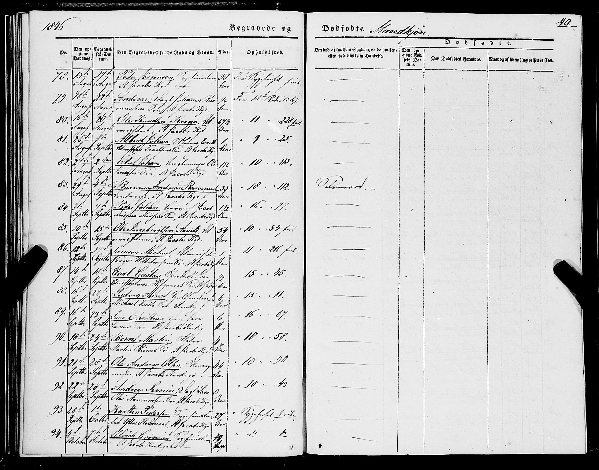 Domkirken sokneprestembete, SAB/A-74801/H/Haa/L0040: Parish register (official) no. E 1, 1841-1853, p. 40