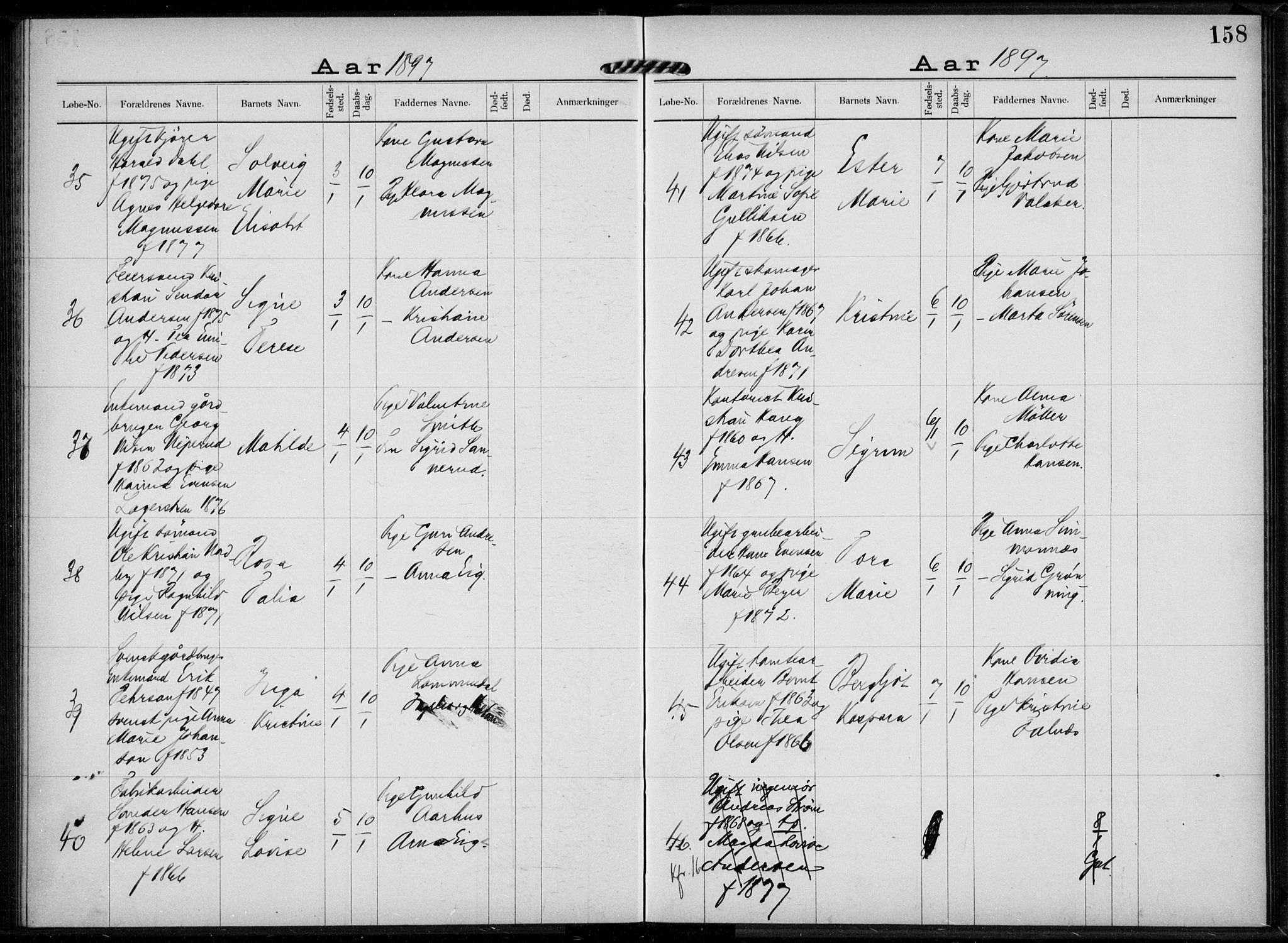 Rikshospitalet prestekontor Kirkebøker, AV/SAO-A-10309b/K/L0004/0002: Baptism register no. 4.2, 1895-1897, p. 158