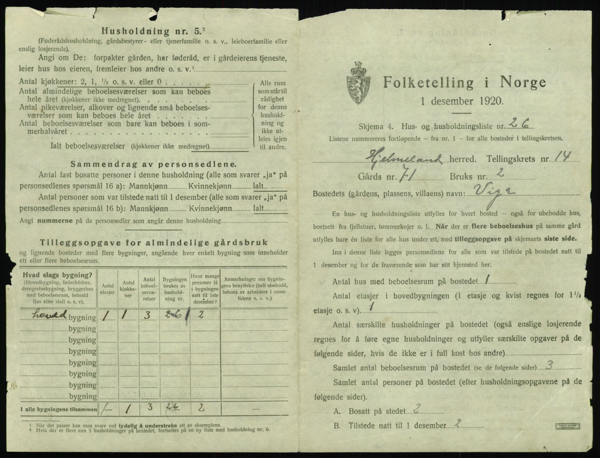 SAST, 1920 census for Hjelmeland, 1920, p. 823