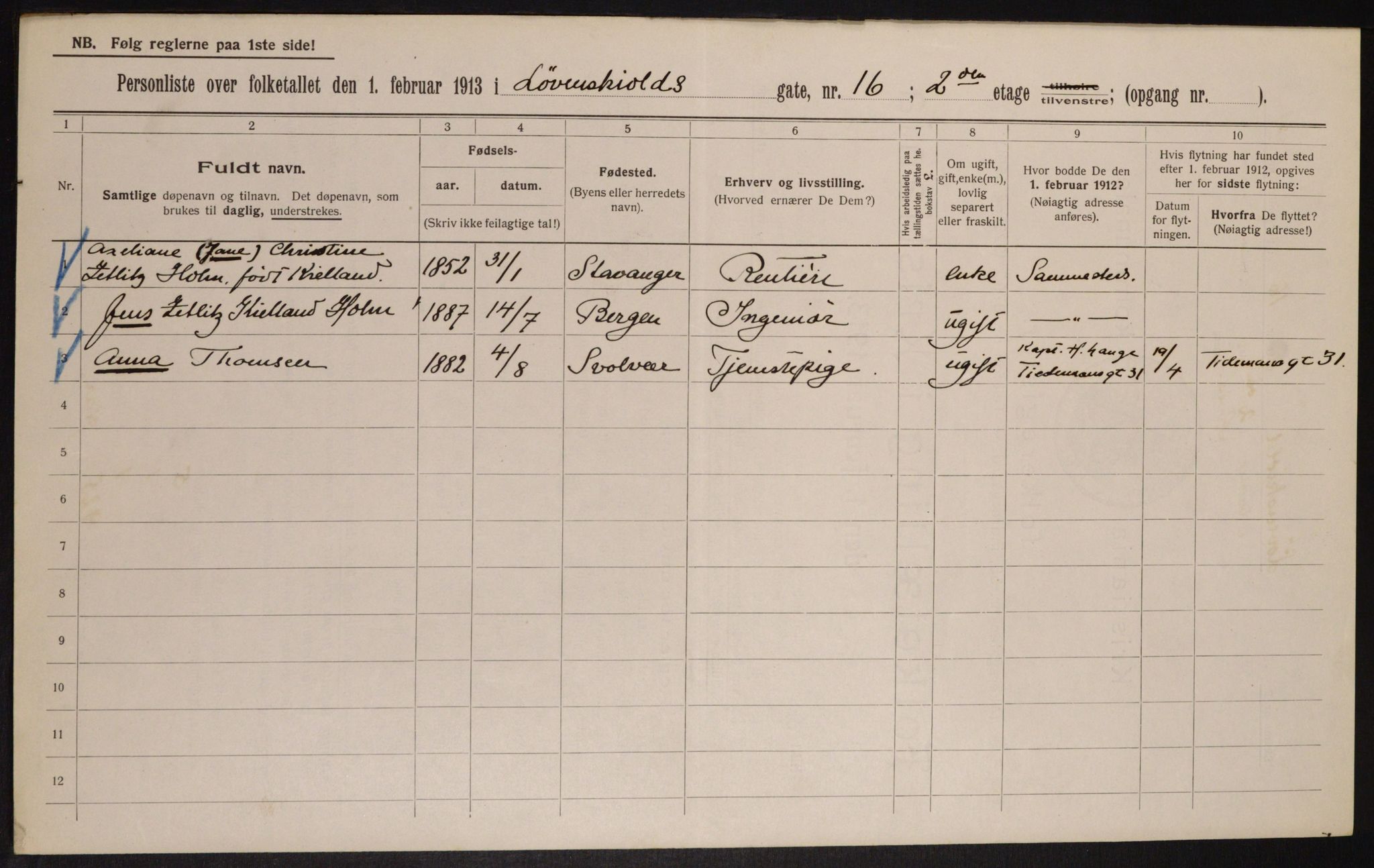 OBA, Municipal Census 1913 for Kristiania, 1913, p. 58859