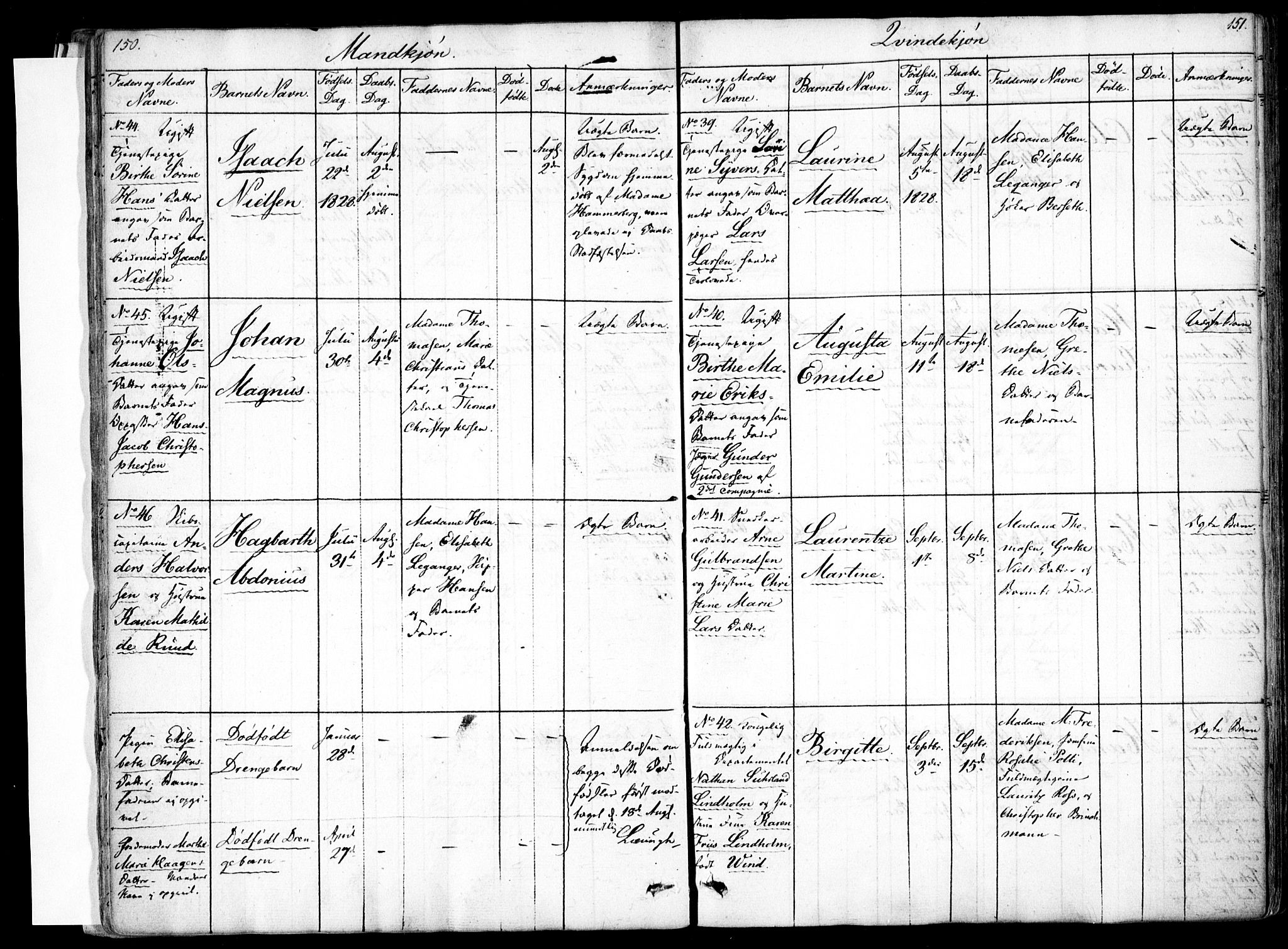 Rikshospitalet prestekontor Kirkebøker, AV/SAO-A-10309b/F/L0001: Parish register (official) no. 1, 1818-1832, p. 150-151