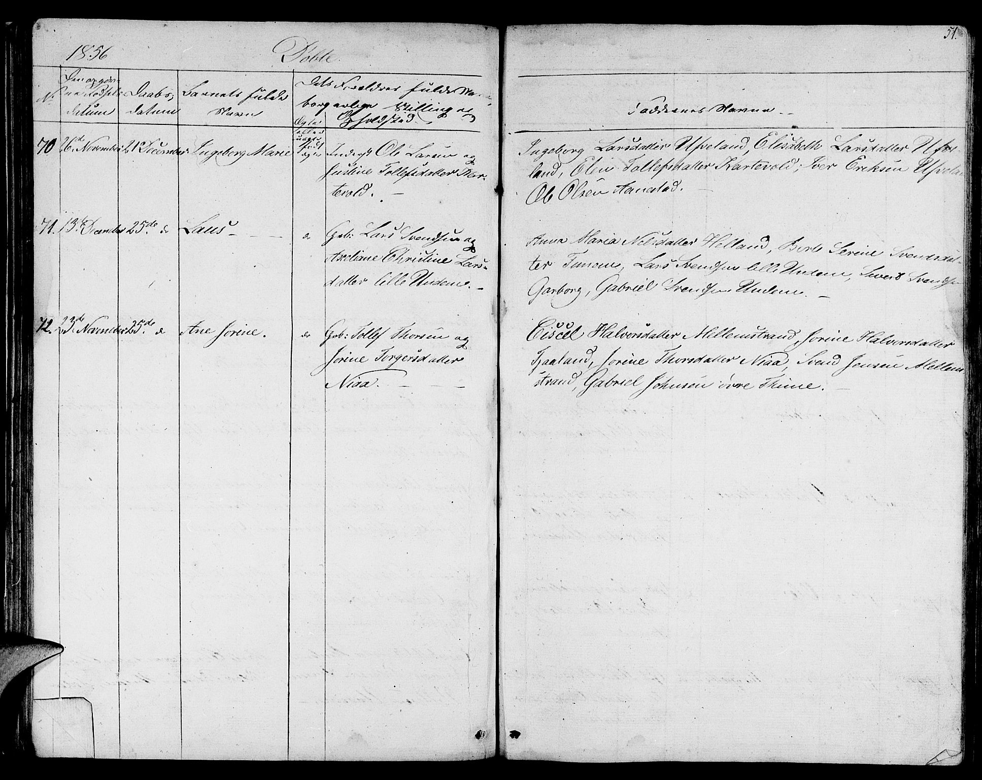 Lye sokneprestkontor, AV/SAST-A-101794/001/30BB/L0002: Parish register (copy) no. B 2, 1852-1867, p. 51