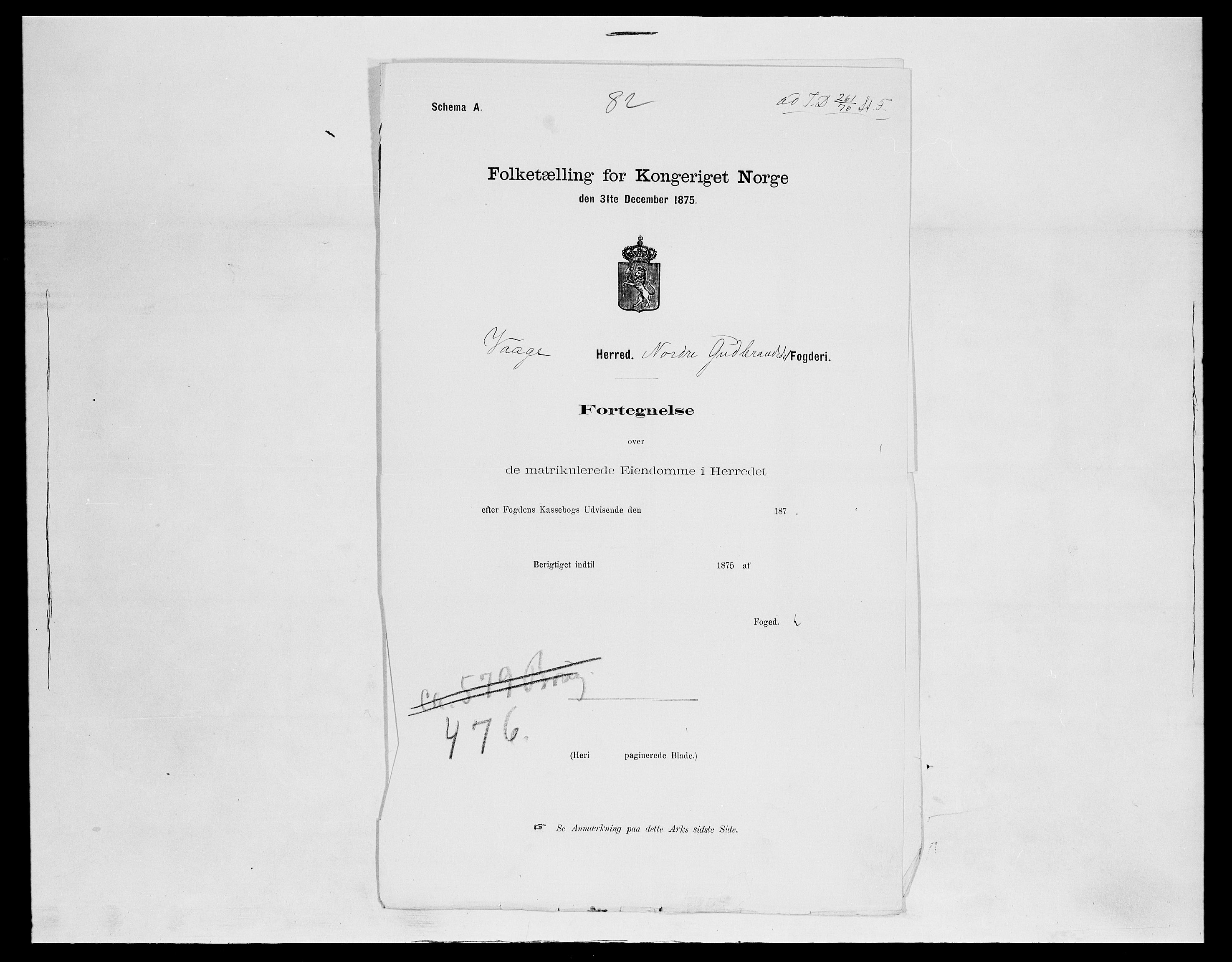 SAH, 1875 census for 0515P Vågå, 1875, p. 76