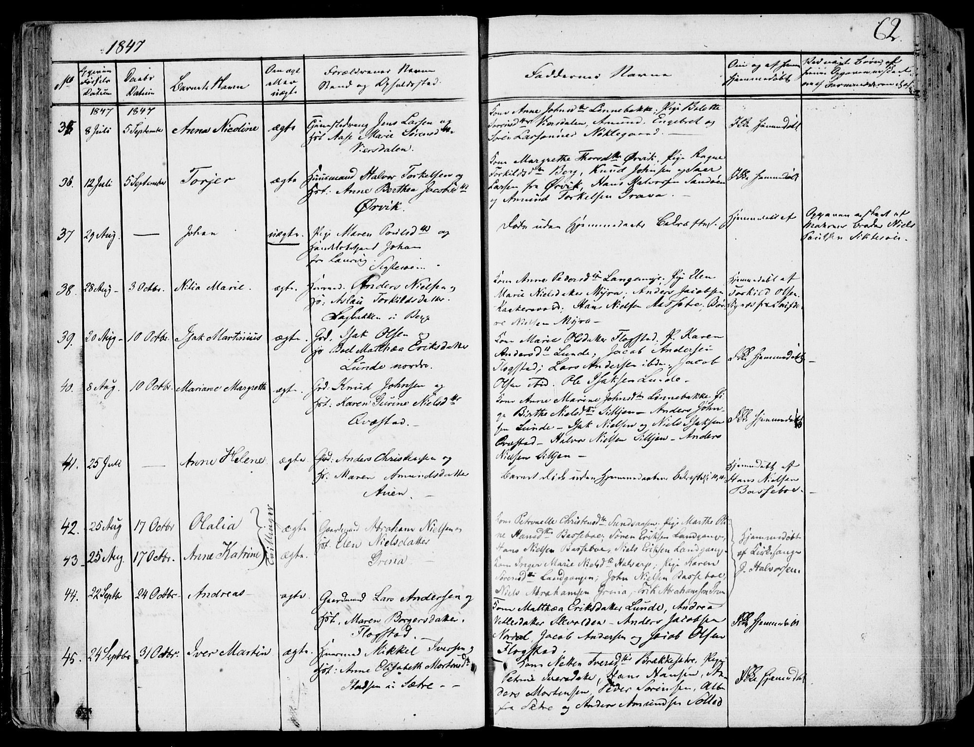 Eidanger kirkebøker, SAKO/A-261/F/Fa/L0008: Parish register (official) no. 8, 1831-1858, p. 62