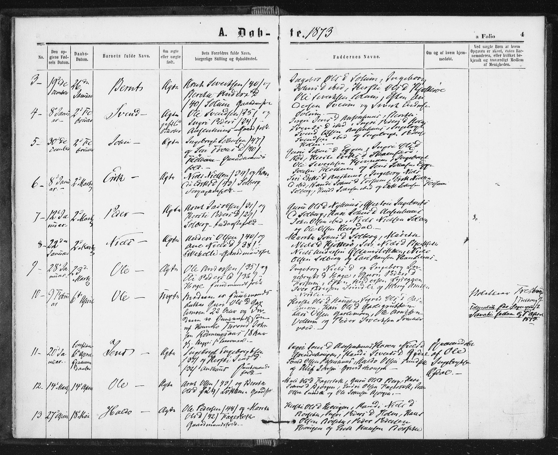 Ministerialprotokoller, klokkerbøker og fødselsregistre - Sør-Trøndelag, SAT/A-1456/689/L1039: Parish register (official) no. 689A04, 1865-1878, p. 4