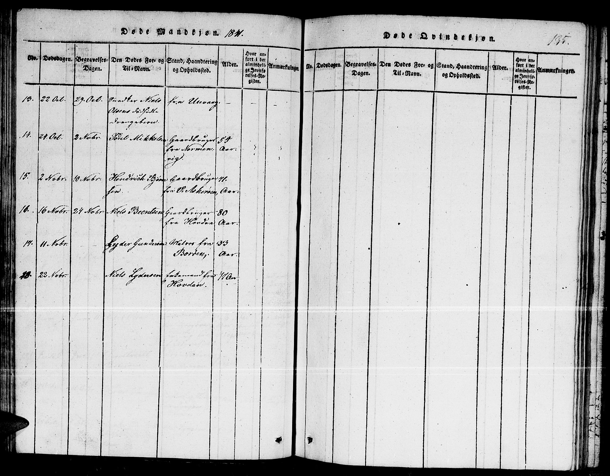 Dypvåg sokneprestkontor, AV/SAK-1111-0007/F/Fb/Fba/L0009: Parish register (copy) no. B 9, 1816-1842, p. 135