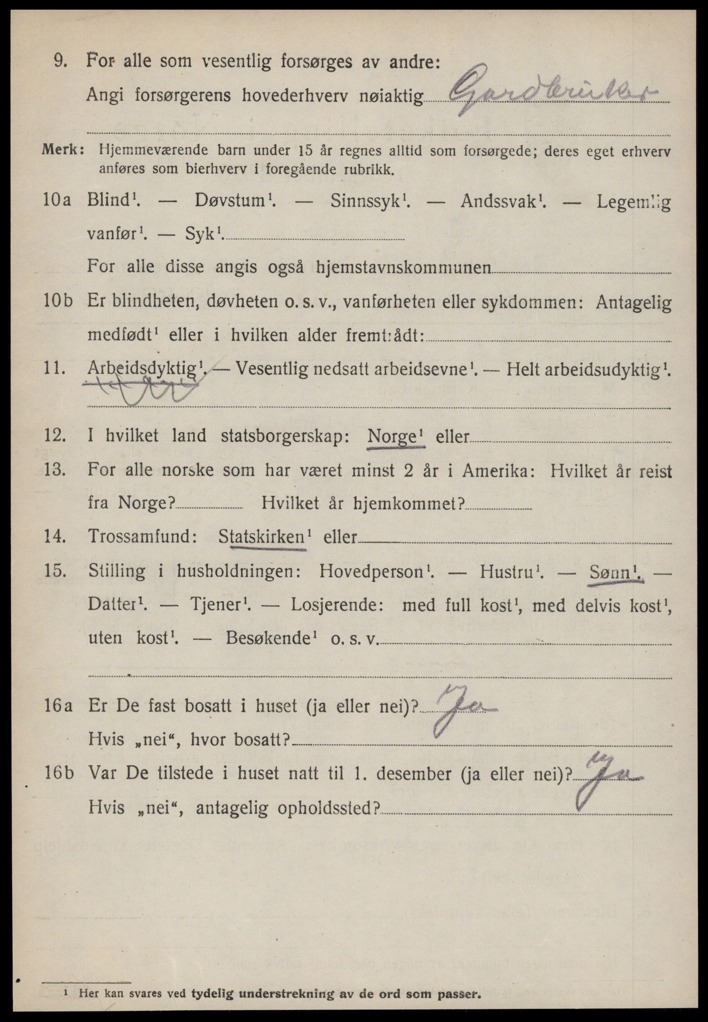 SAT, 1920 census for Vatne, 1920, p. 2181