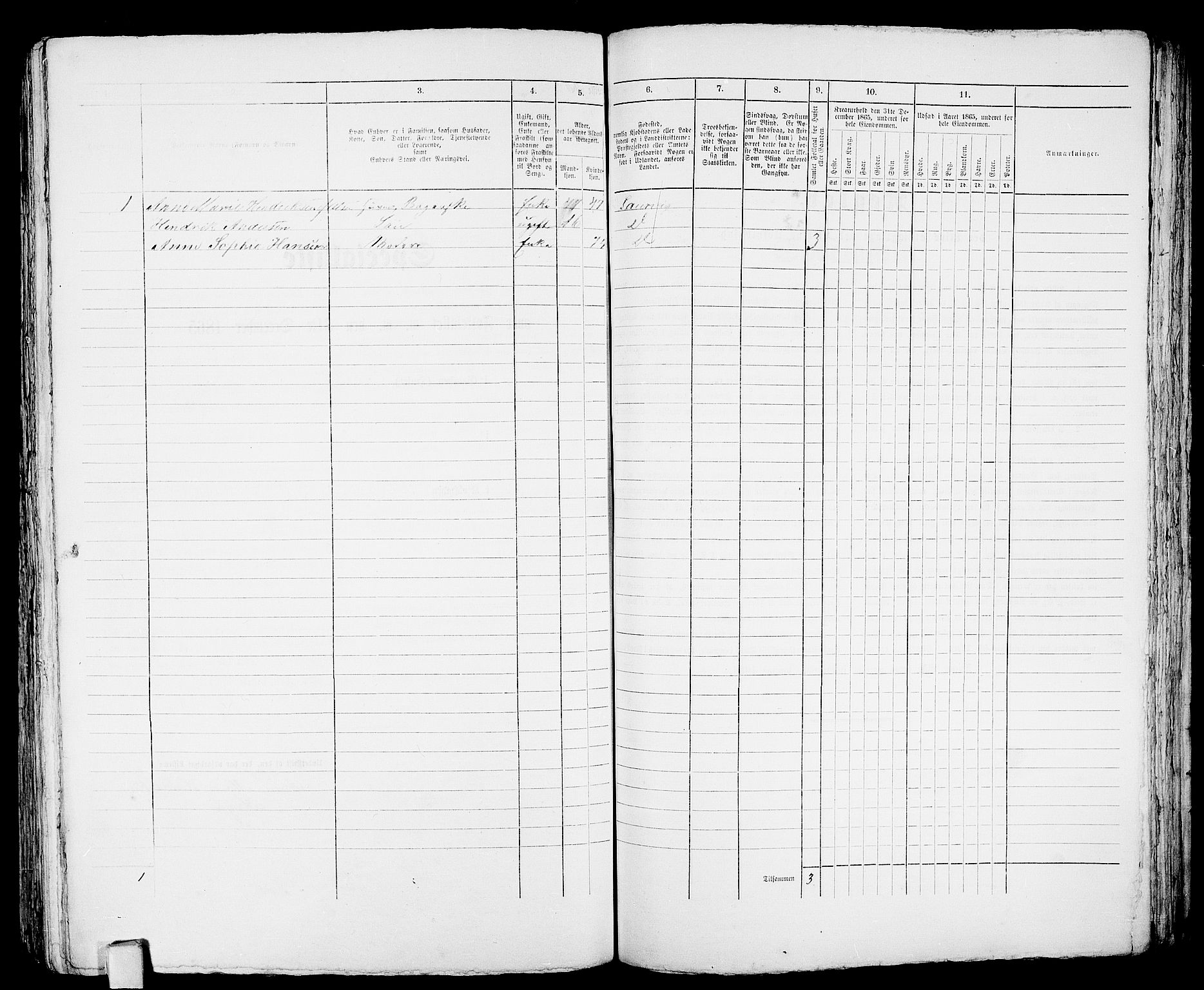 RA, 1865 census for Larvik, 1865, p. 549