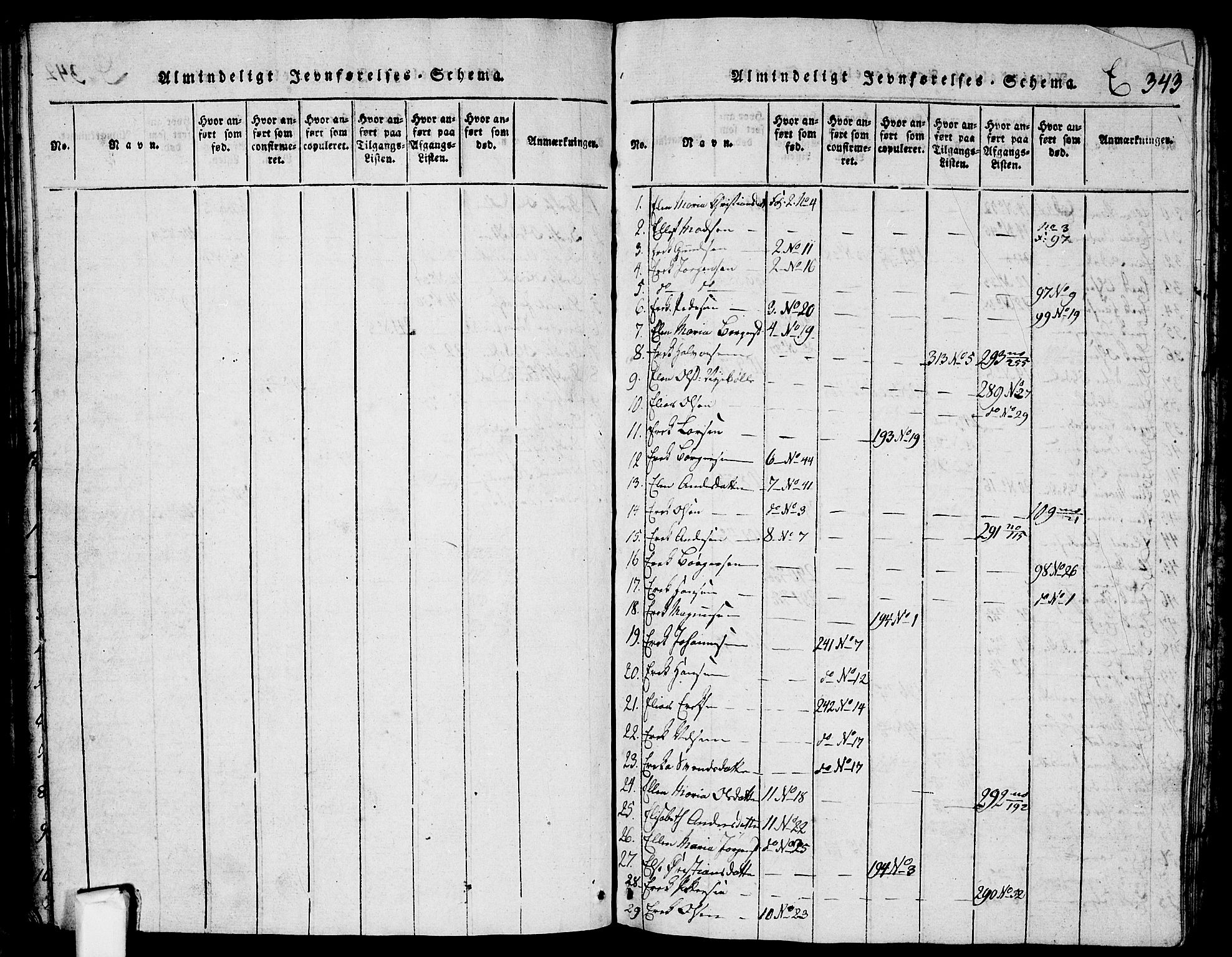 Skjeberg prestekontor Kirkebøker, AV/SAO-A-10923/G/Ga/L0001: Parish register (copy) no. I 1, 1815-1830, p. 343