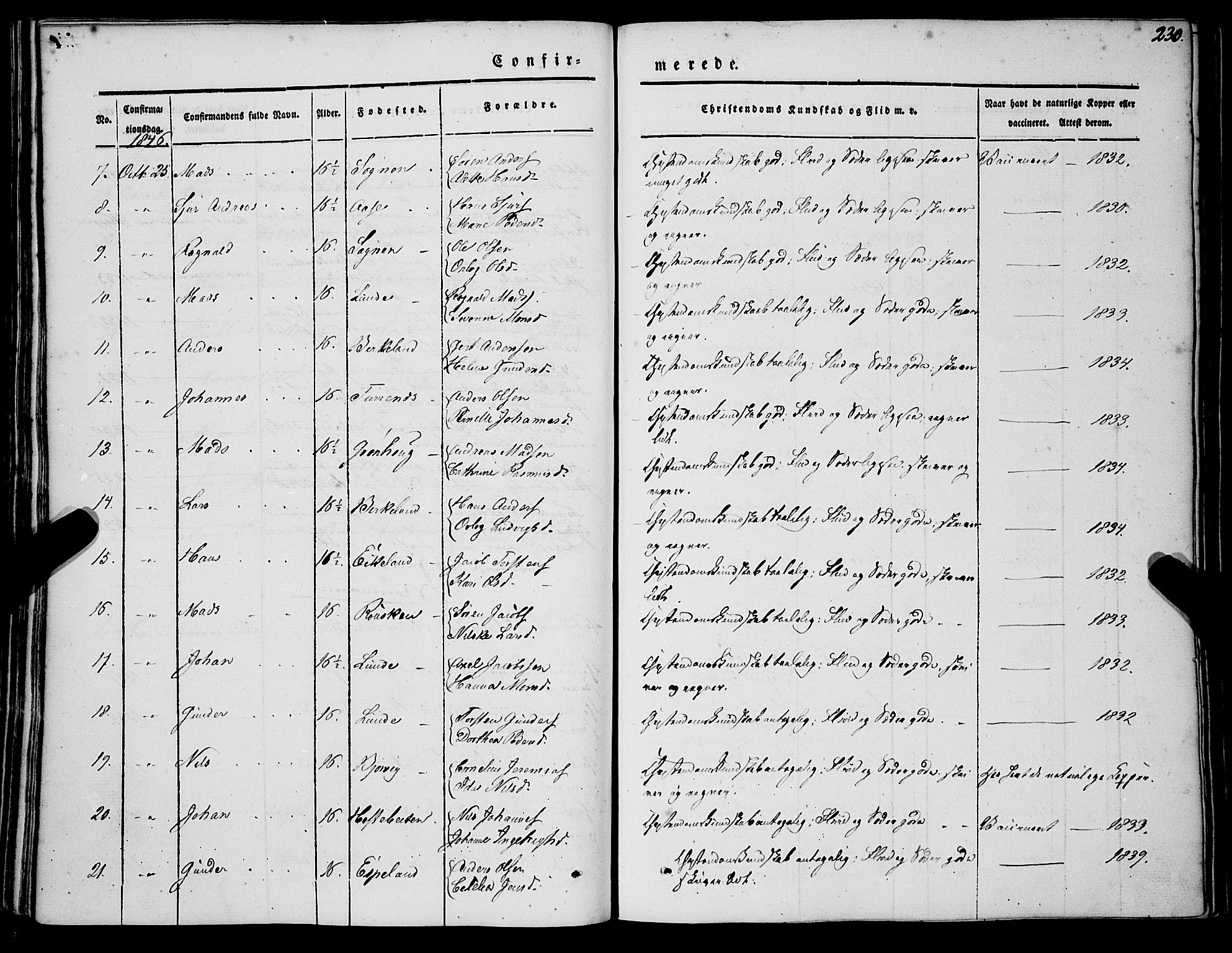 Gaular sokneprestembete, SAB/A-80001/H/Haa: Parish register (official) no. A 4I, 1840-1859, p. 230