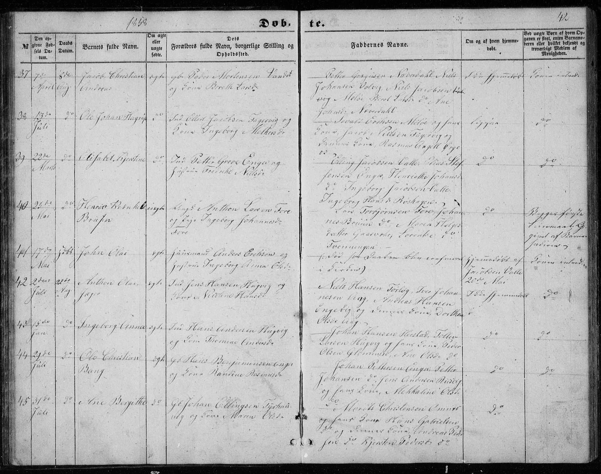 Ministerialprotokoller, klokkerbøker og fødselsregistre - Nordland, AV/SAT-A-1459/843/L0633: Parish register (copy) no. 843C02, 1853-1873, p. 42