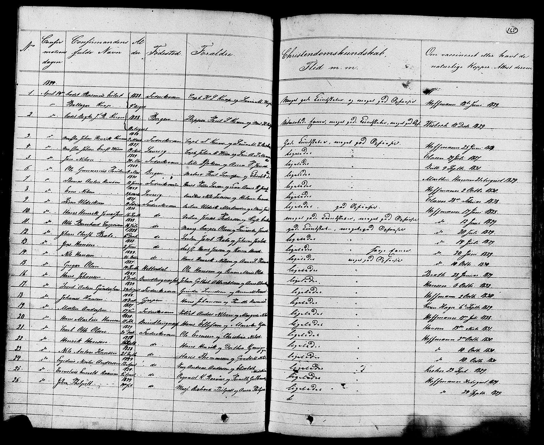 Stavern kirkebøker, AV/SAKO-A-318/G/Ga/L0002: Parish register (copy) no. 2, 1839-1909, p. 165