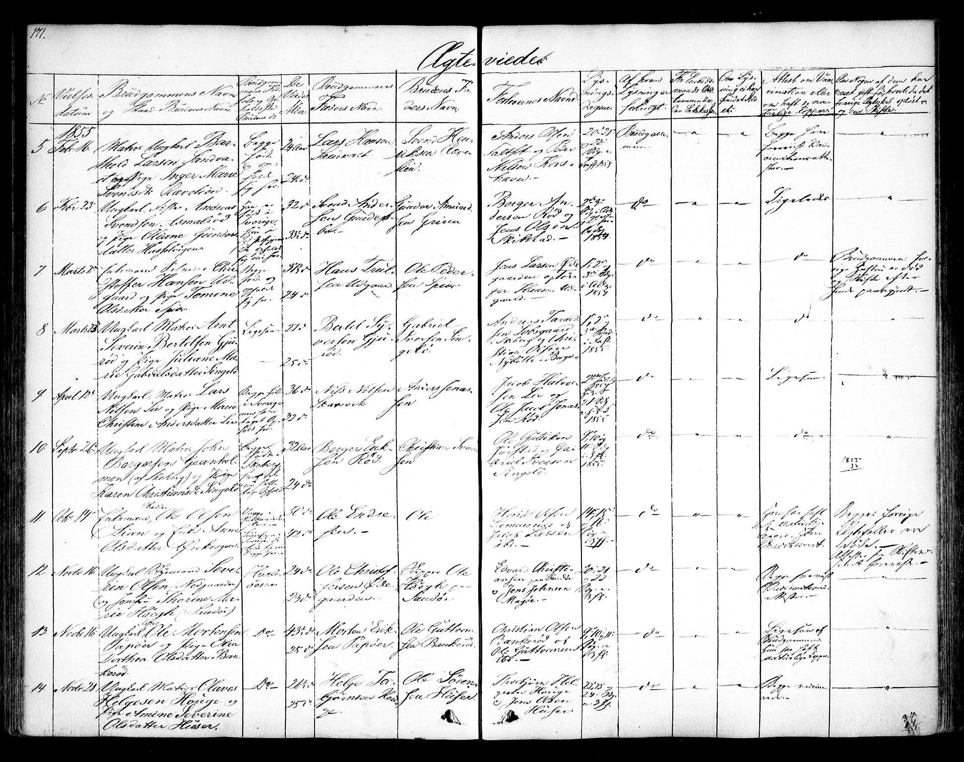 Hvaler prestekontor Kirkebøker, AV/SAO-A-2001/F/Fa/L0006: Parish register (official) no. I 6, 1846-1863, p. 171