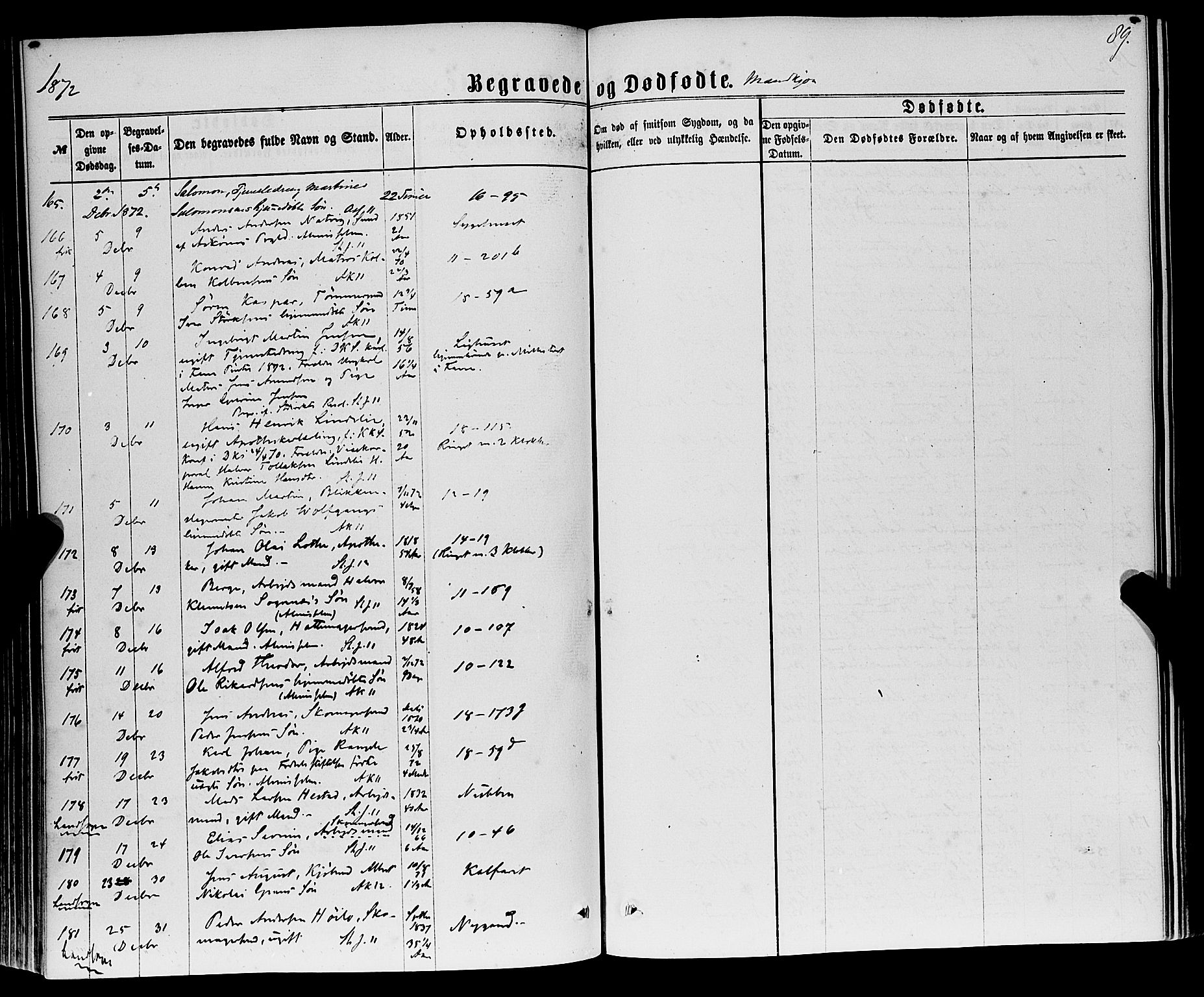 Domkirken sokneprestembete, AV/SAB-A-74801/H/Haa/L0042: Parish register (official) no. E 3, 1863-1876, p. 89