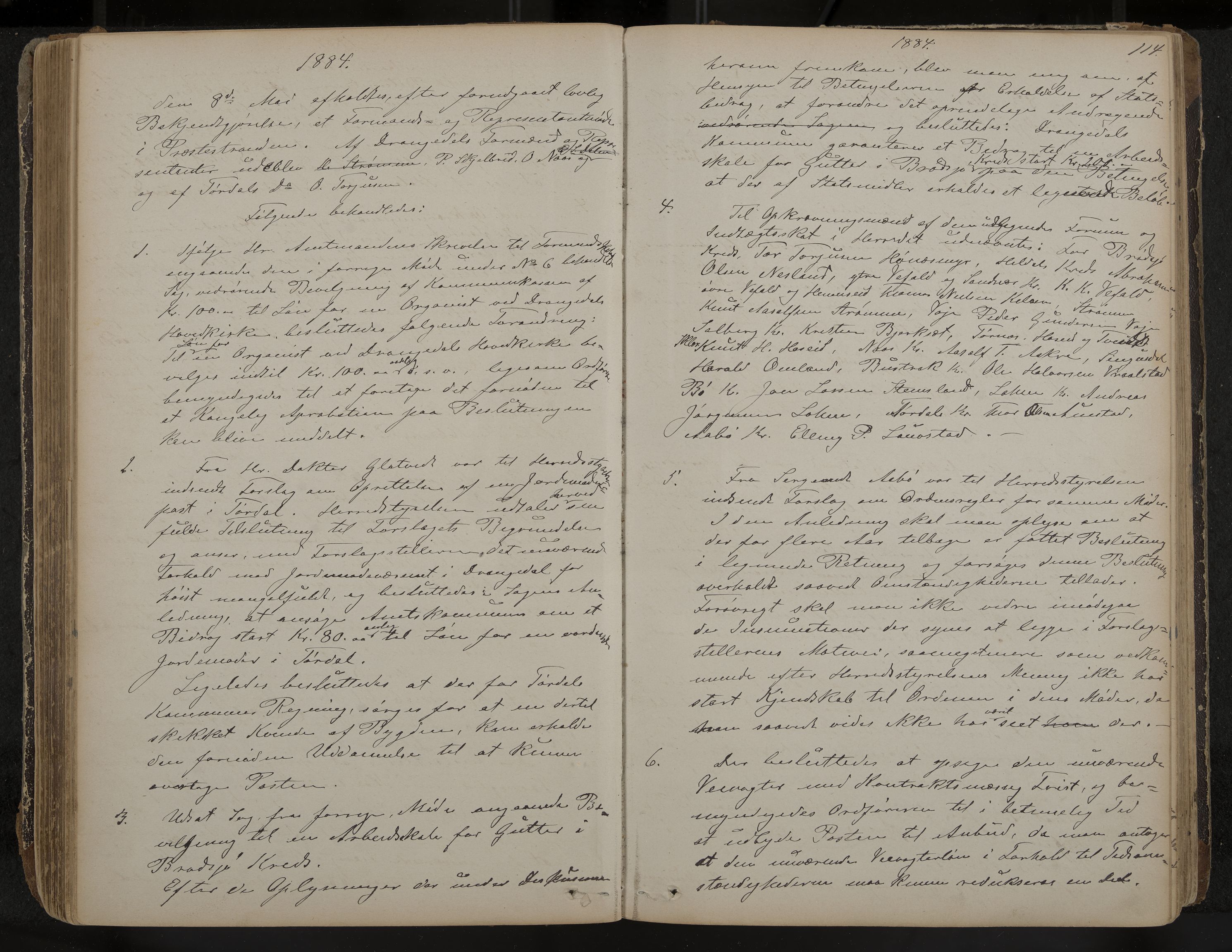 Drangedal formannskap og sentraladministrasjon, IKAK/0817021/A/L0002: Møtebok, 1870-1892, p. 114