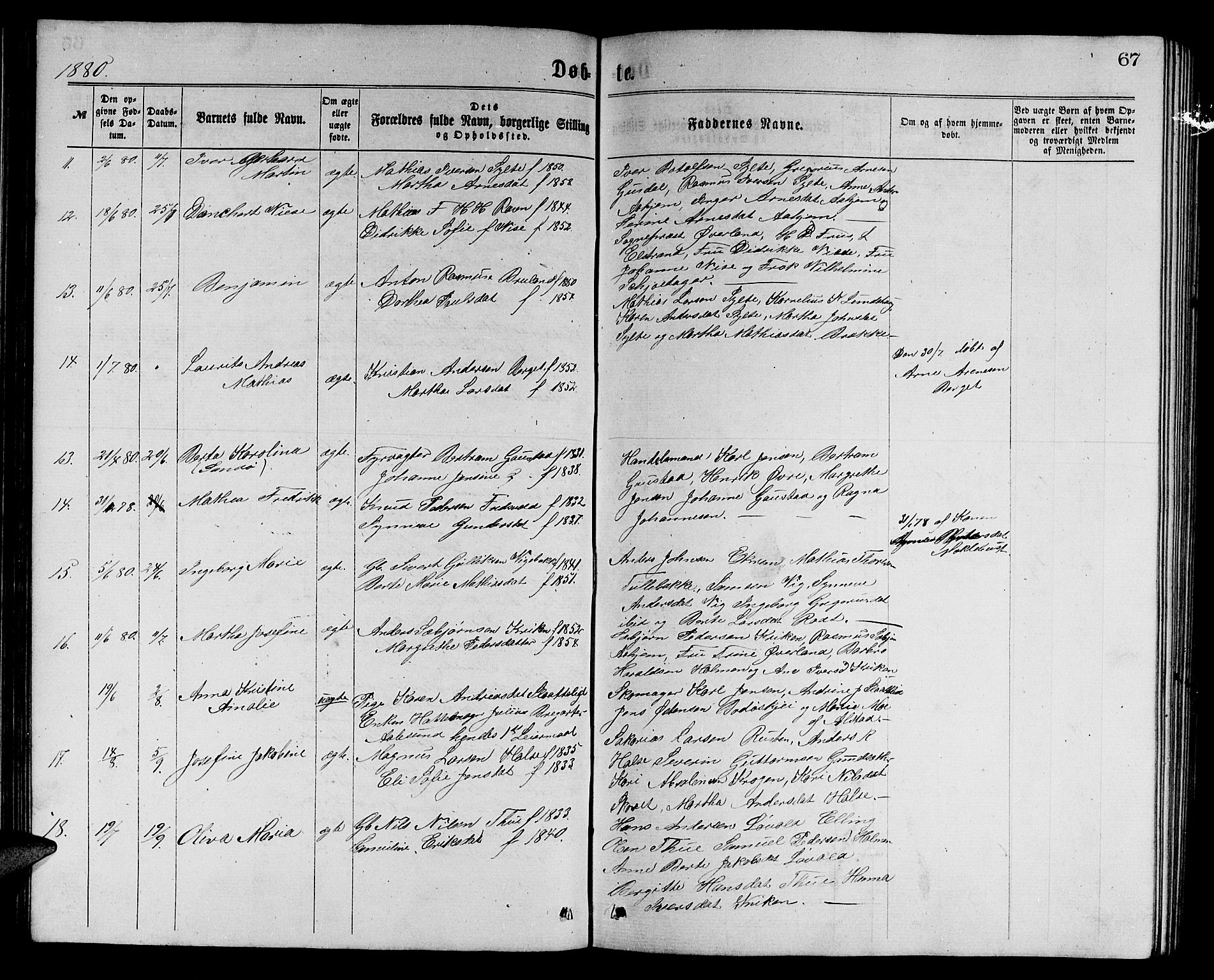 Ministerialprotokoller, klokkerbøker og fødselsregistre - Møre og Romsdal, SAT/A-1454/501/L0016: Parish register (copy) no. 501C02, 1868-1884, p. 67