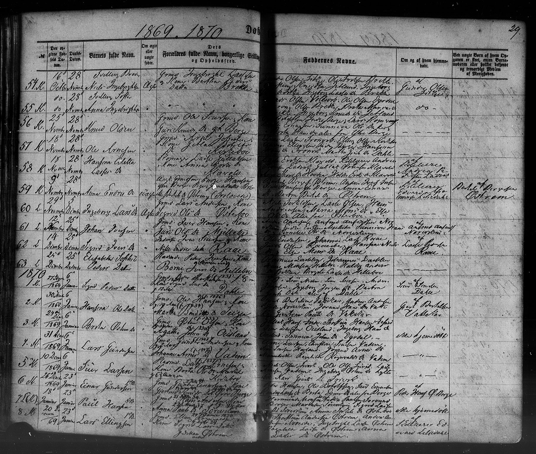 Lavik sokneprestembete, AV/SAB-A-80901: Parish register (official) no. A 4, 1864-1881, p. 29