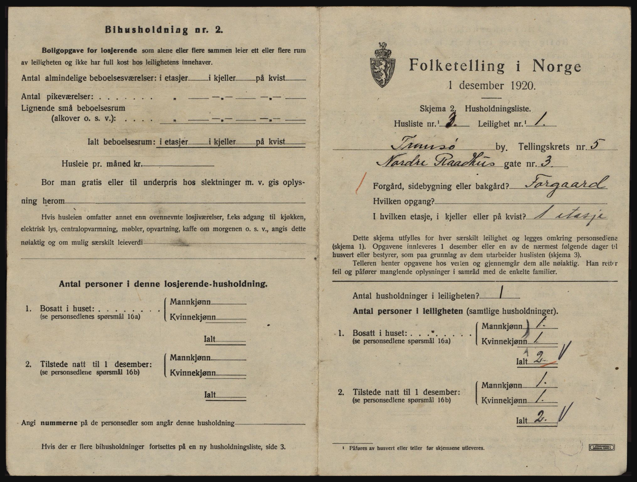 SATØ, 1920 census for Tromsø, 1920, p. 3725