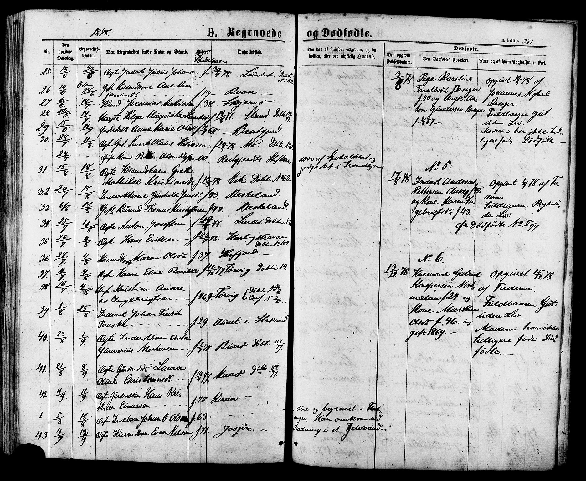 Ministerialprotokoller, klokkerbøker og fødselsregistre - Sør-Trøndelag, AV/SAT-A-1456/657/L0706: Parish register (official) no. 657A07, 1867-1878, p. 381