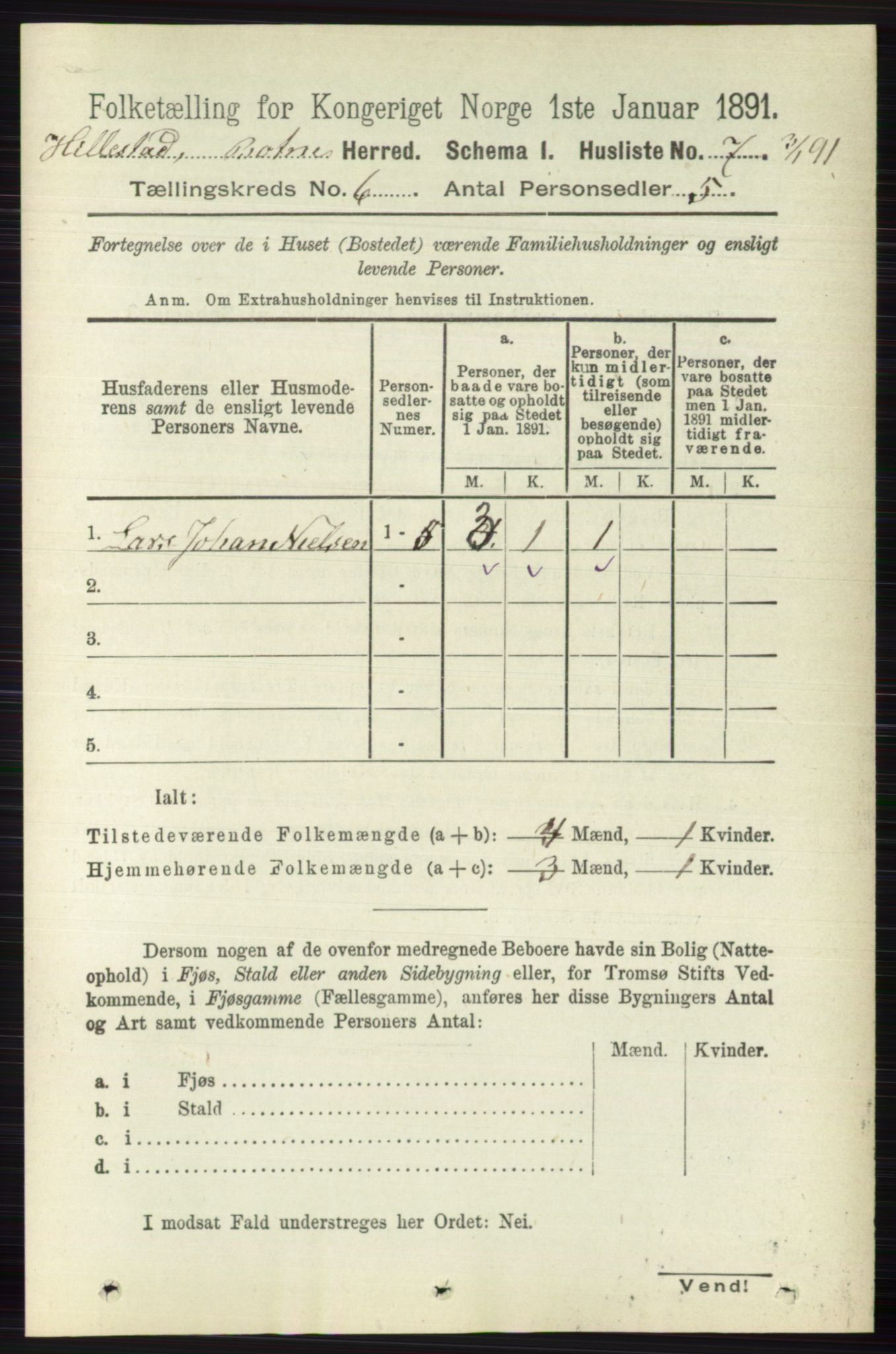 RA, 1891 census for 0715 Botne, 1891, p. 2223