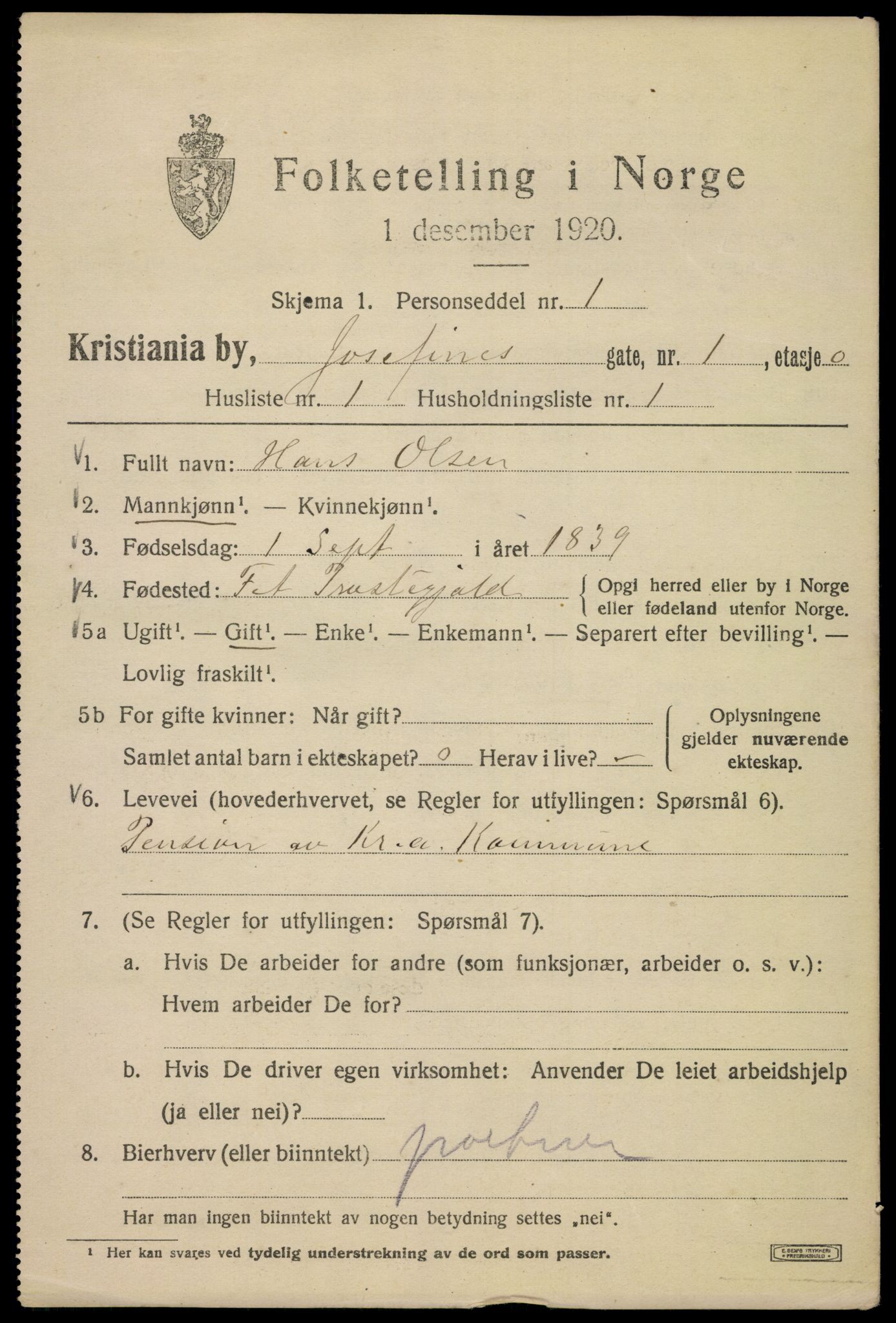 SAO, 1920 census for Kristiania, 1920, p. 324353