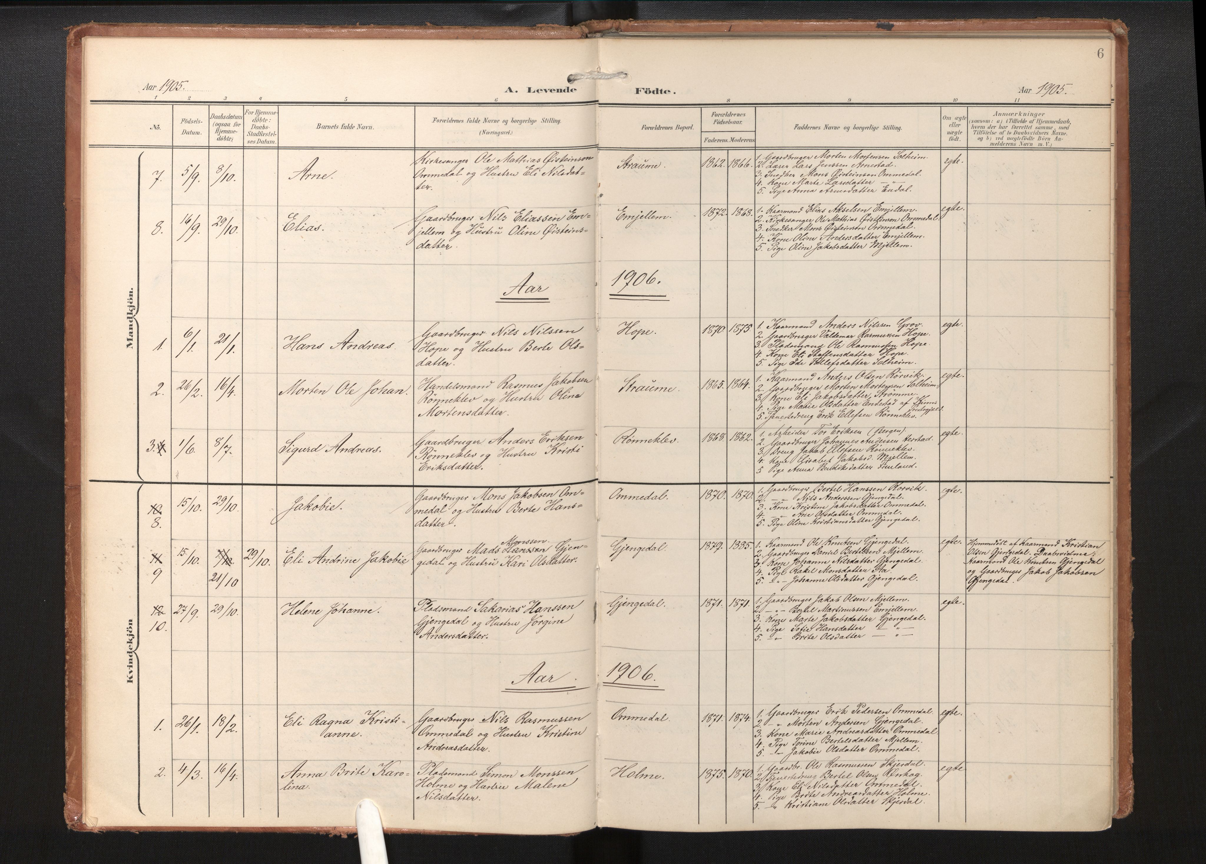 Gloppen sokneprestembete, AV/SAB-A-80101/H/Haa/Haae/L0002: Parish register (official) no. E 2, 1904-1925, p. 5b-6a