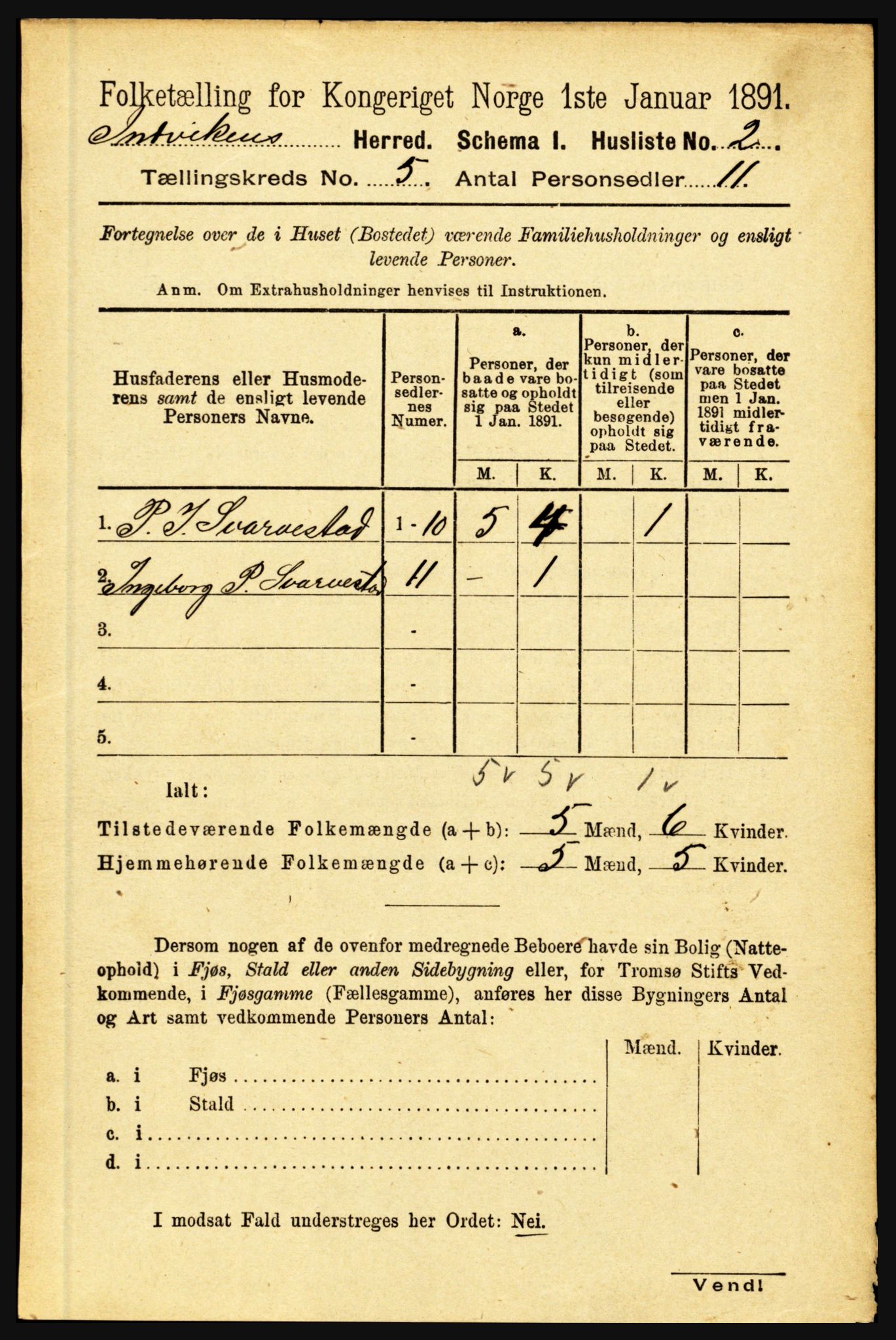 RA, 1891 census for 1447 Innvik, 1891, p. 1894