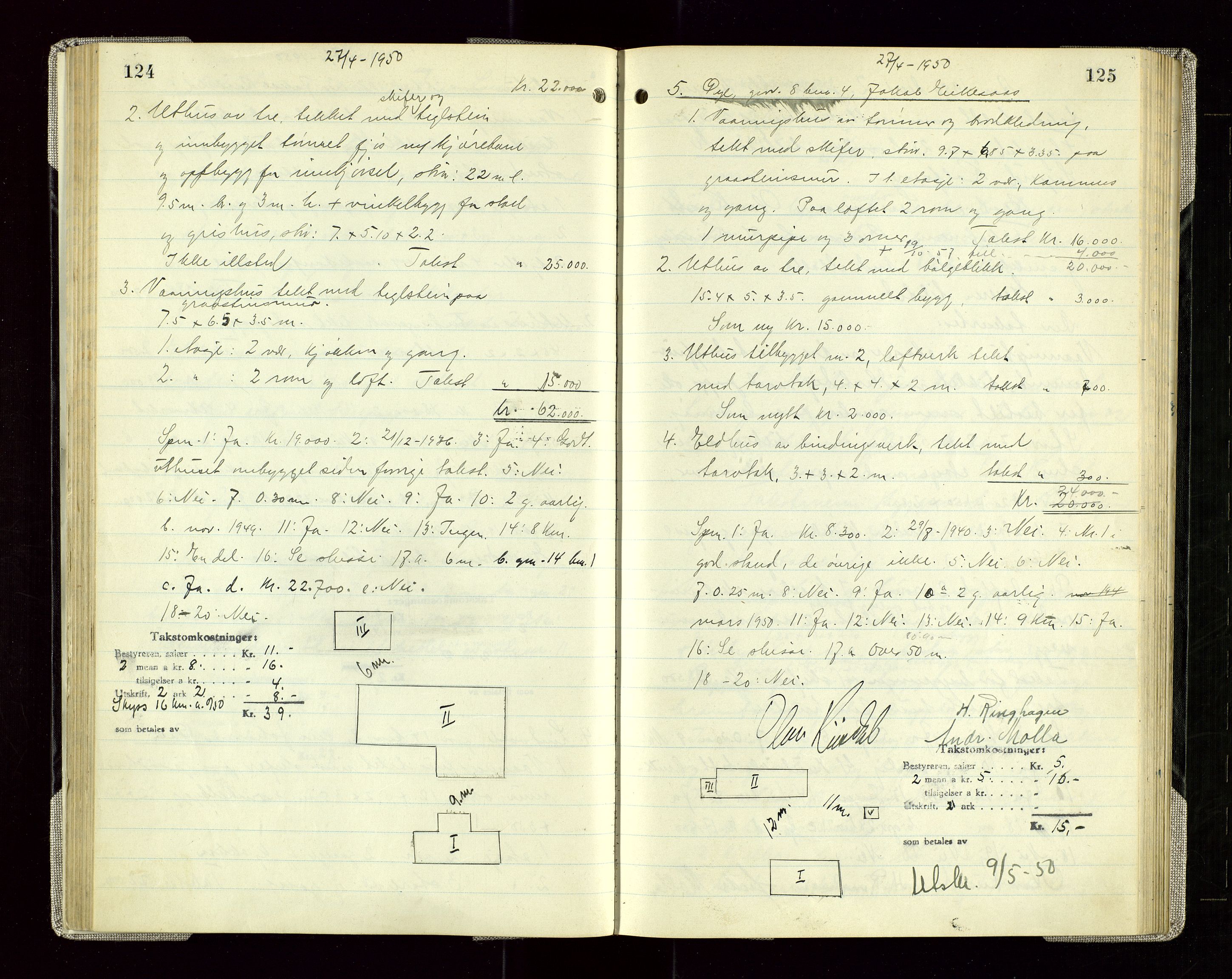 Sauda lensmannskontor, AV/SAST-A-100177/Goa/L0005: "Branntakstprotokoll for Sauda lensmannsdistrikt", 1946-1955, p. 124-125