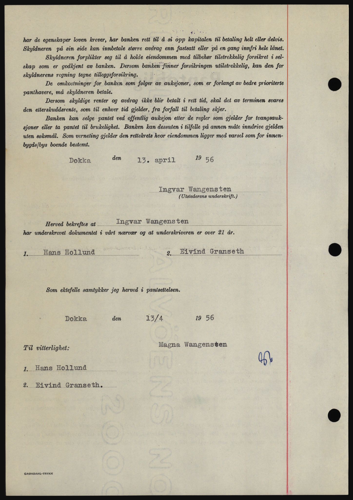 Hadeland og Land tingrett, SAH/TING-010/H/Hb/Hbc/L0034: Mortgage book no. B34, 1956-1956, Diary no: : 1636/1956