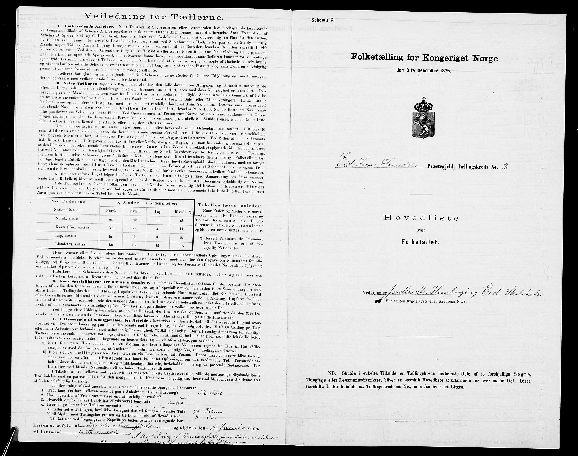 SAK, 1875 census for 0924P Homedal, 1875, p. 12