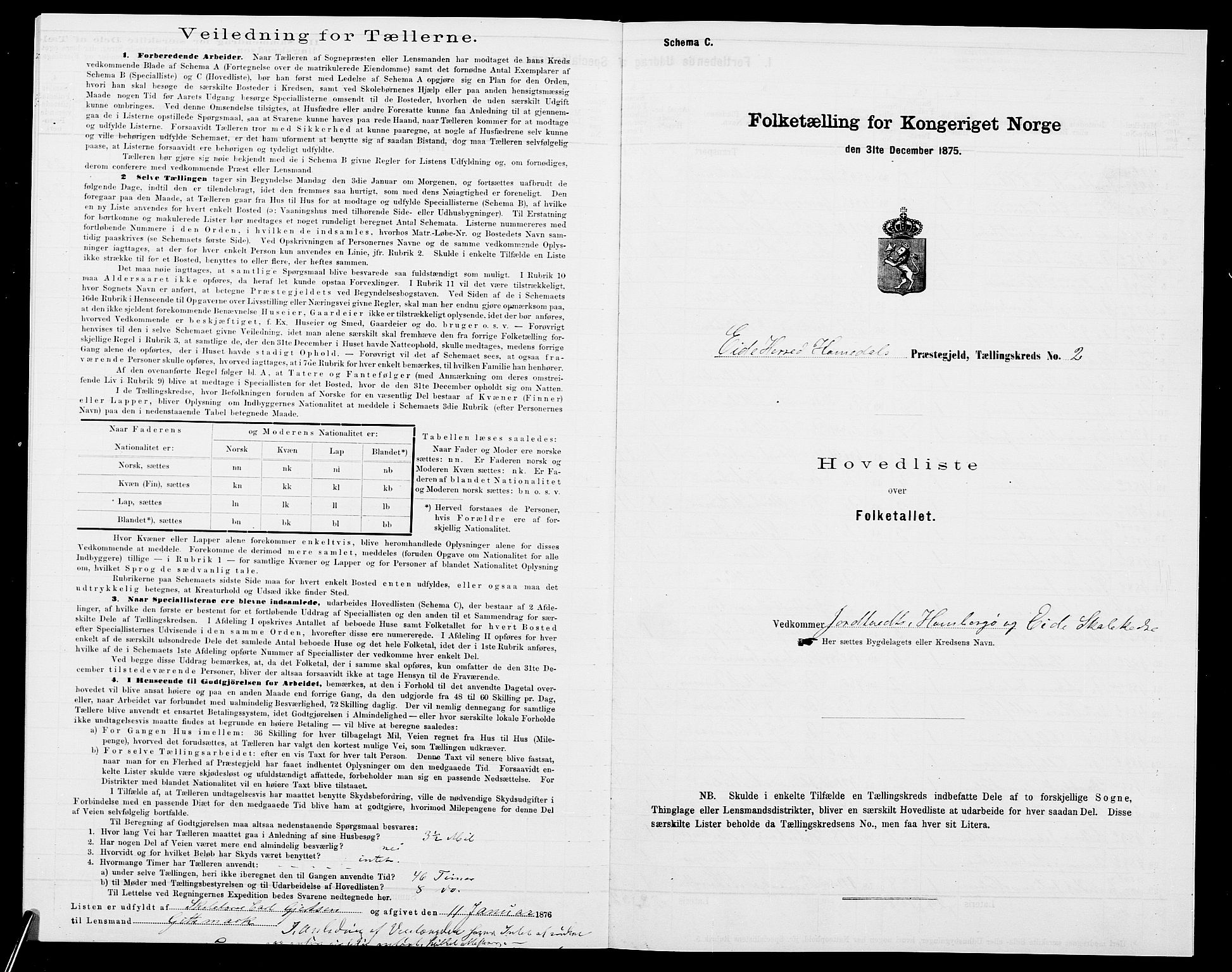 SAK, 1875 census for 0924P Homedal, 1875, p. 12