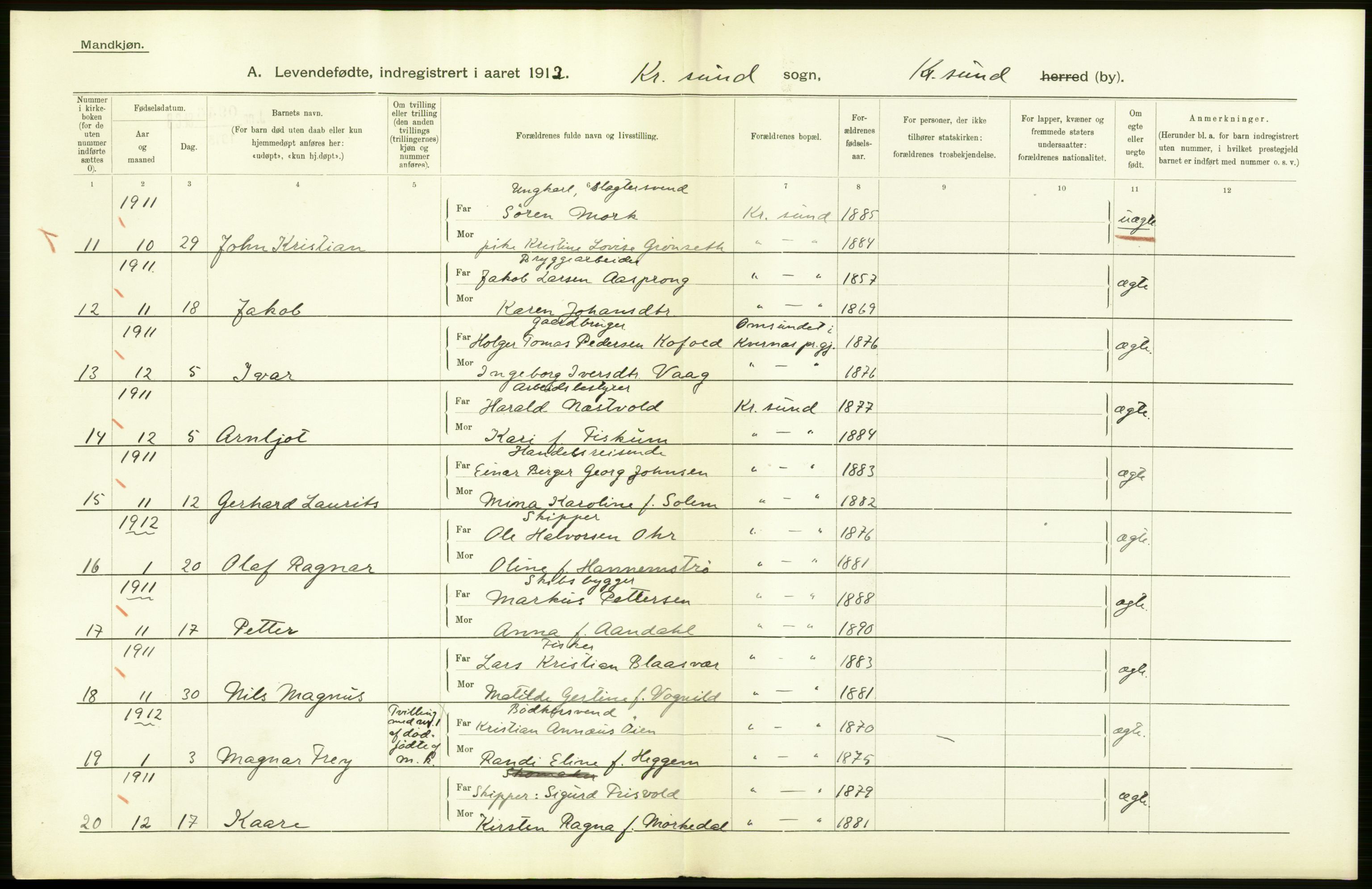 Statistisk sentralbyrå, Sosiodemografiske emner, Befolkning, AV/RA-S-2228/D/Df/Dfb/Dfbb/L0038: Romsdals amt: Levendefødte menn og kvinner. Bygder og byer samt gifte. Bygder og byer., 1912, p. 6