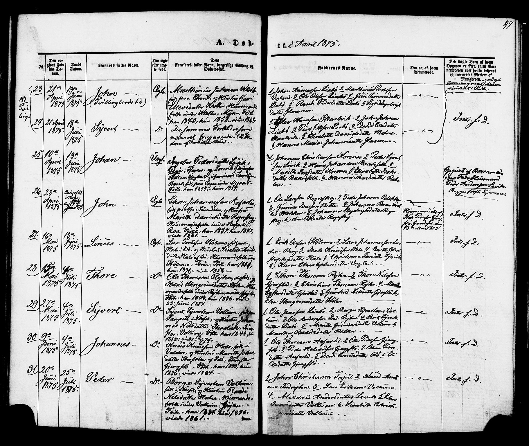 Ministerialprotokoller, klokkerbøker og fødselsregistre - Møre og Romsdal, AV/SAT-A-1454/576/L0884: Parish register (official) no. 576A02, 1865-1879, p. 47