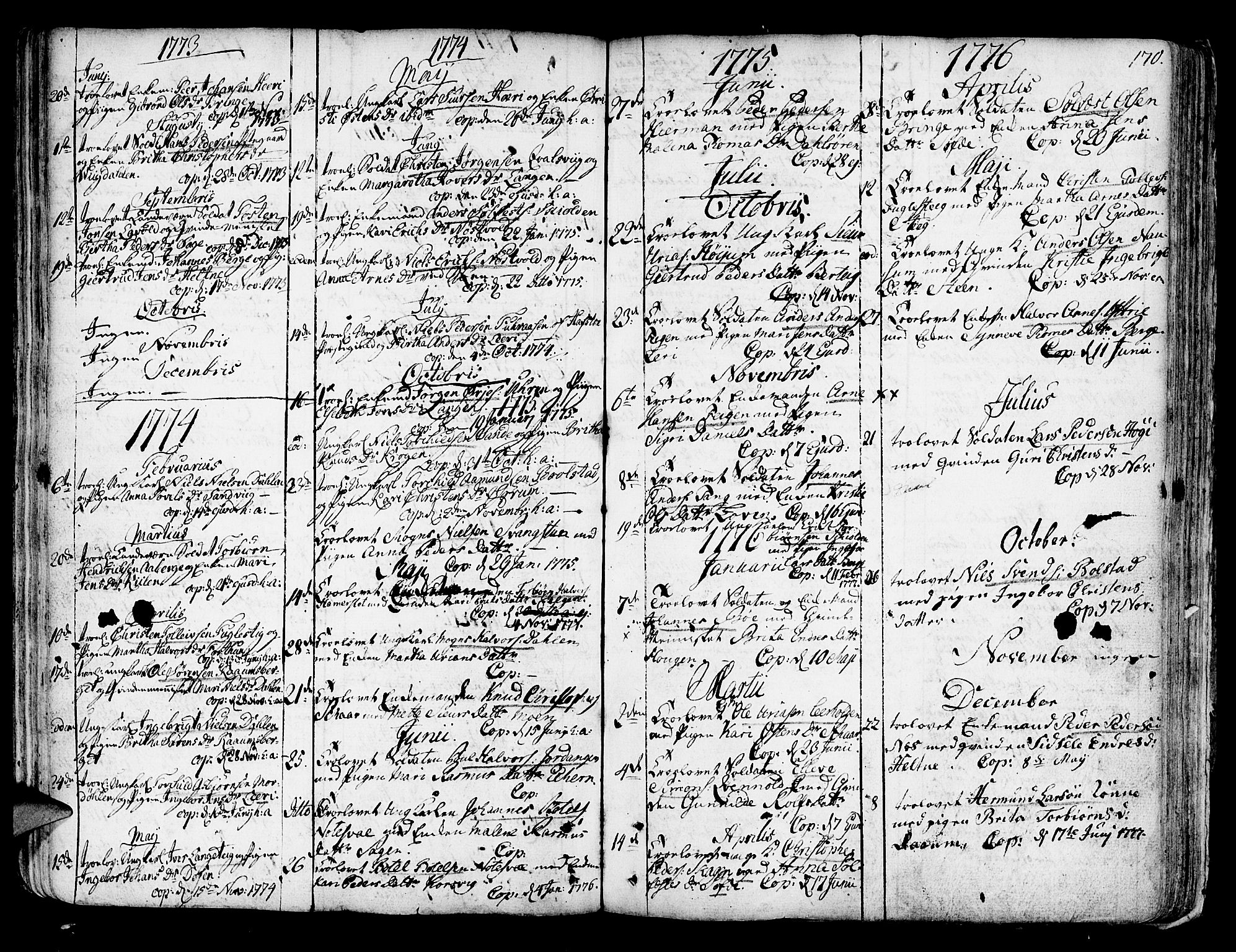 Luster sokneprestembete, SAB/A-81101/H/Haa/Haaa/L0001: Parish register (official) no. A 1, 1731-1803, p. 170
