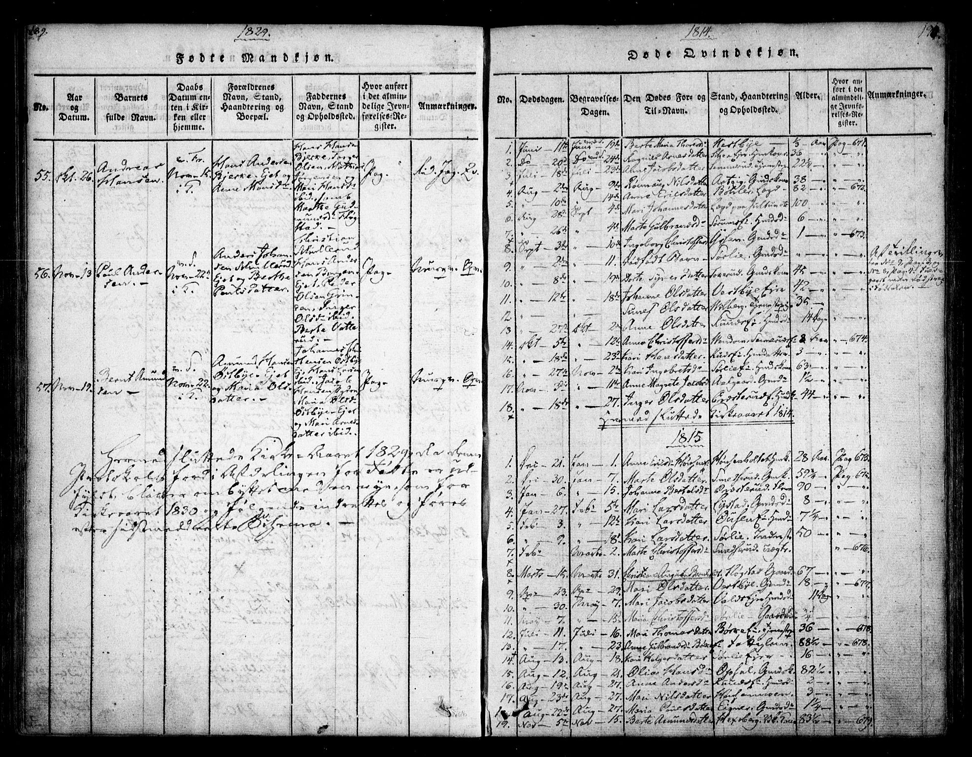 Sørum prestekontor Kirkebøker, SAO/A-10303/F/Fa/L0003: Parish register (official) no. I 3, 1814-1829, p. 189-190