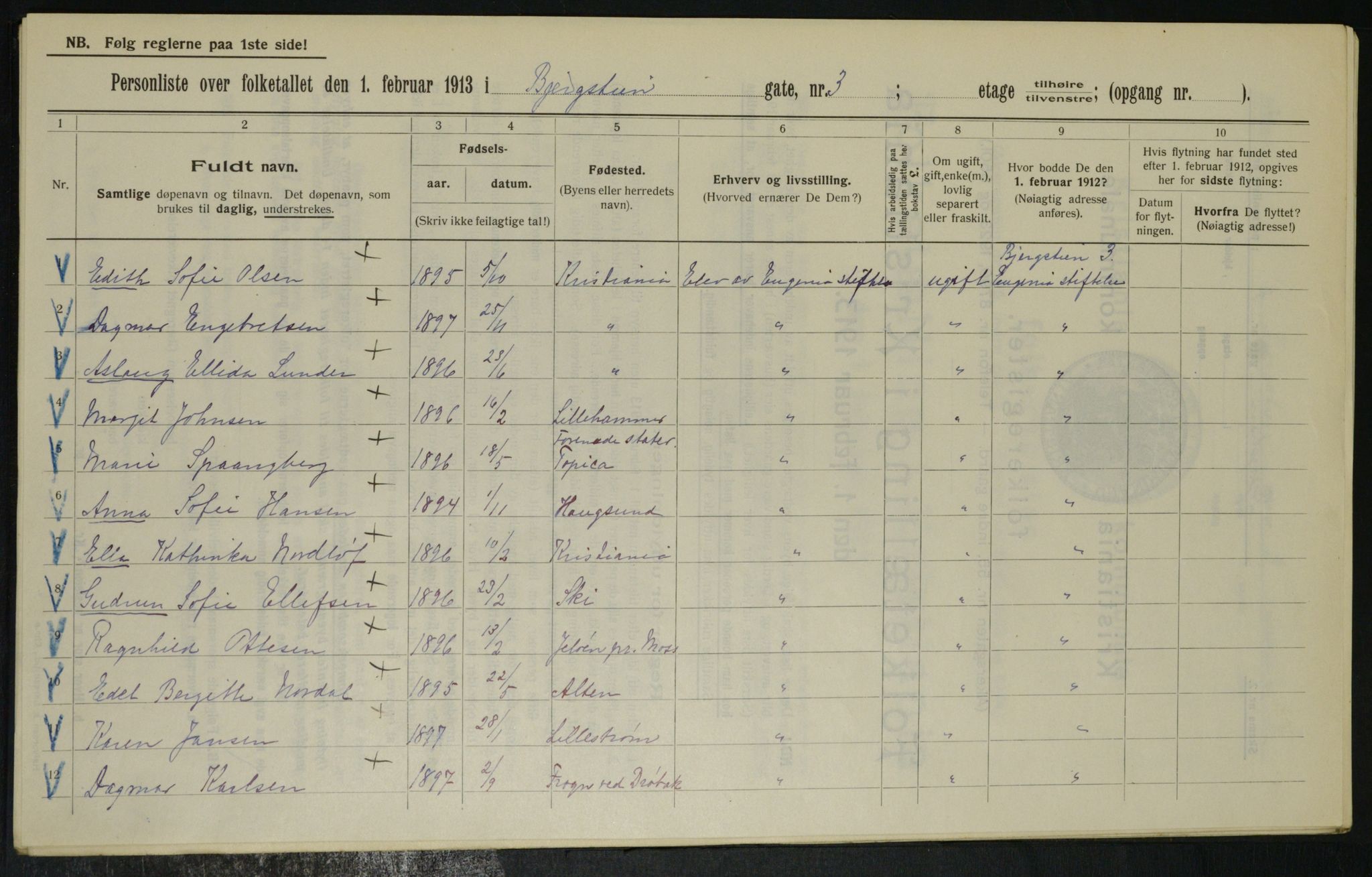 OBA, Municipal Census 1913 for Kristiania, 1913, p. 4181