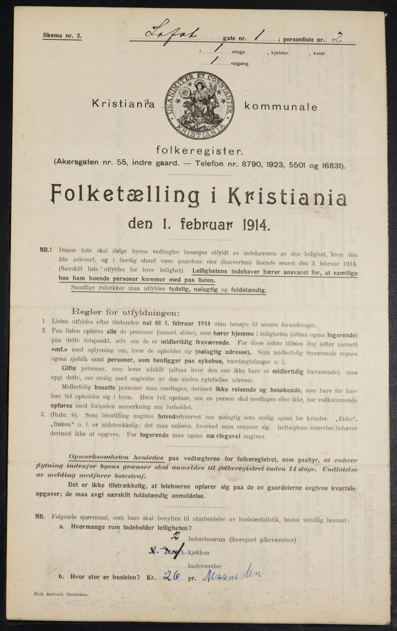 OBA, Municipal Census 1914 for Kristiania, 1914, p. 58290