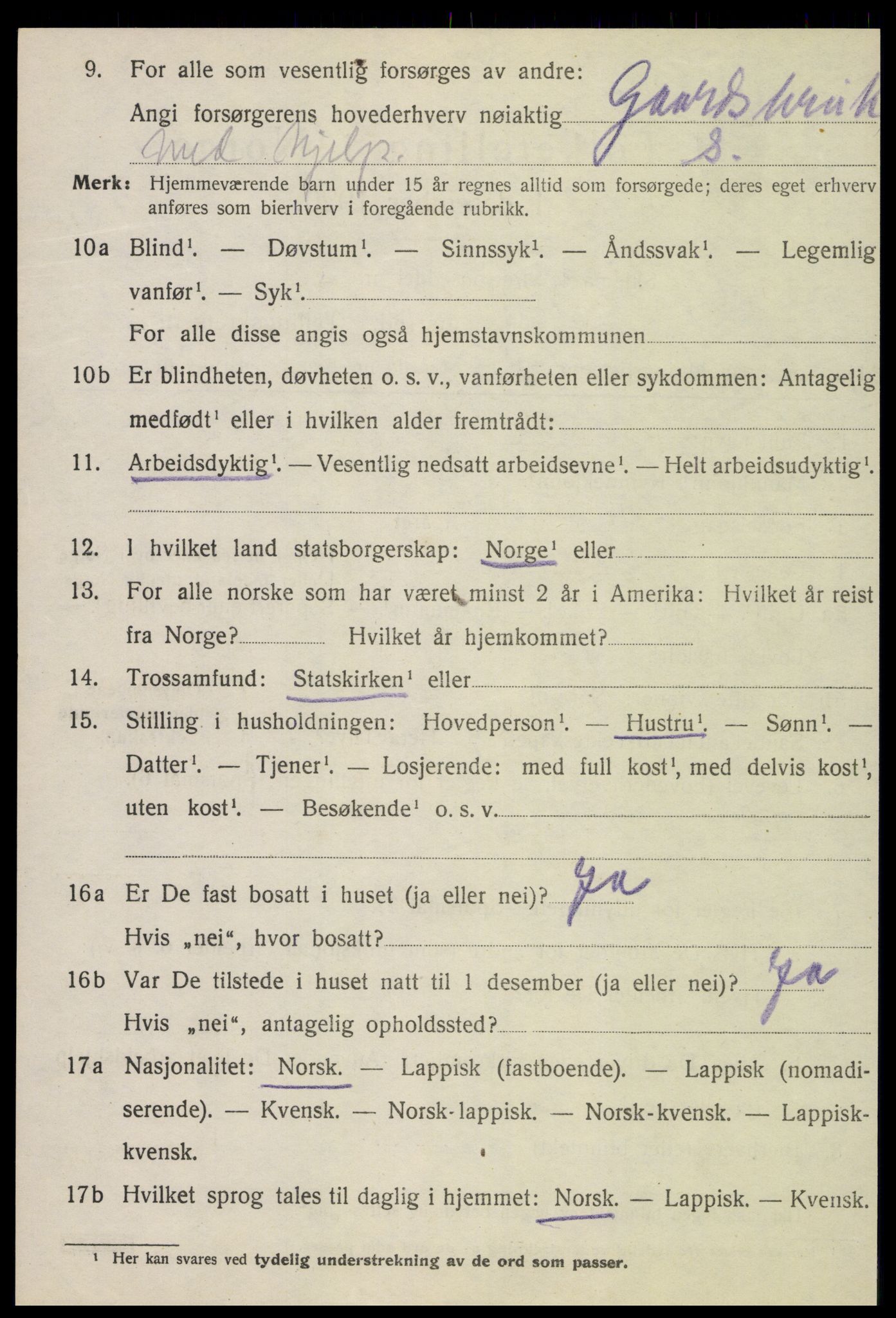 SAT, 1920 census for Verdal, 1920, p. 2346