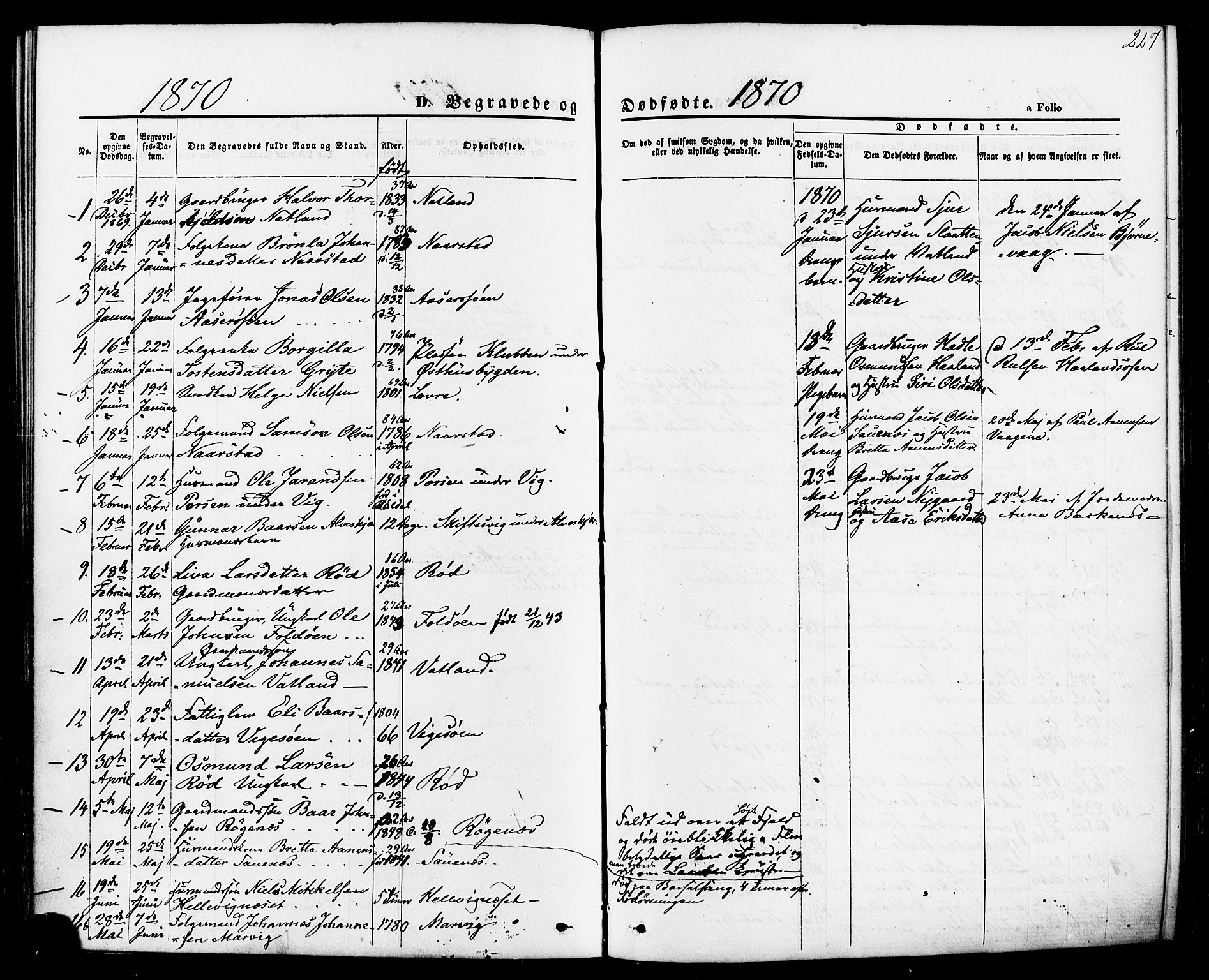 Jelsa sokneprestkontor, AV/SAST-A-101842/01/IV: Parish register (official) no. A 8, 1867-1883, p. 227